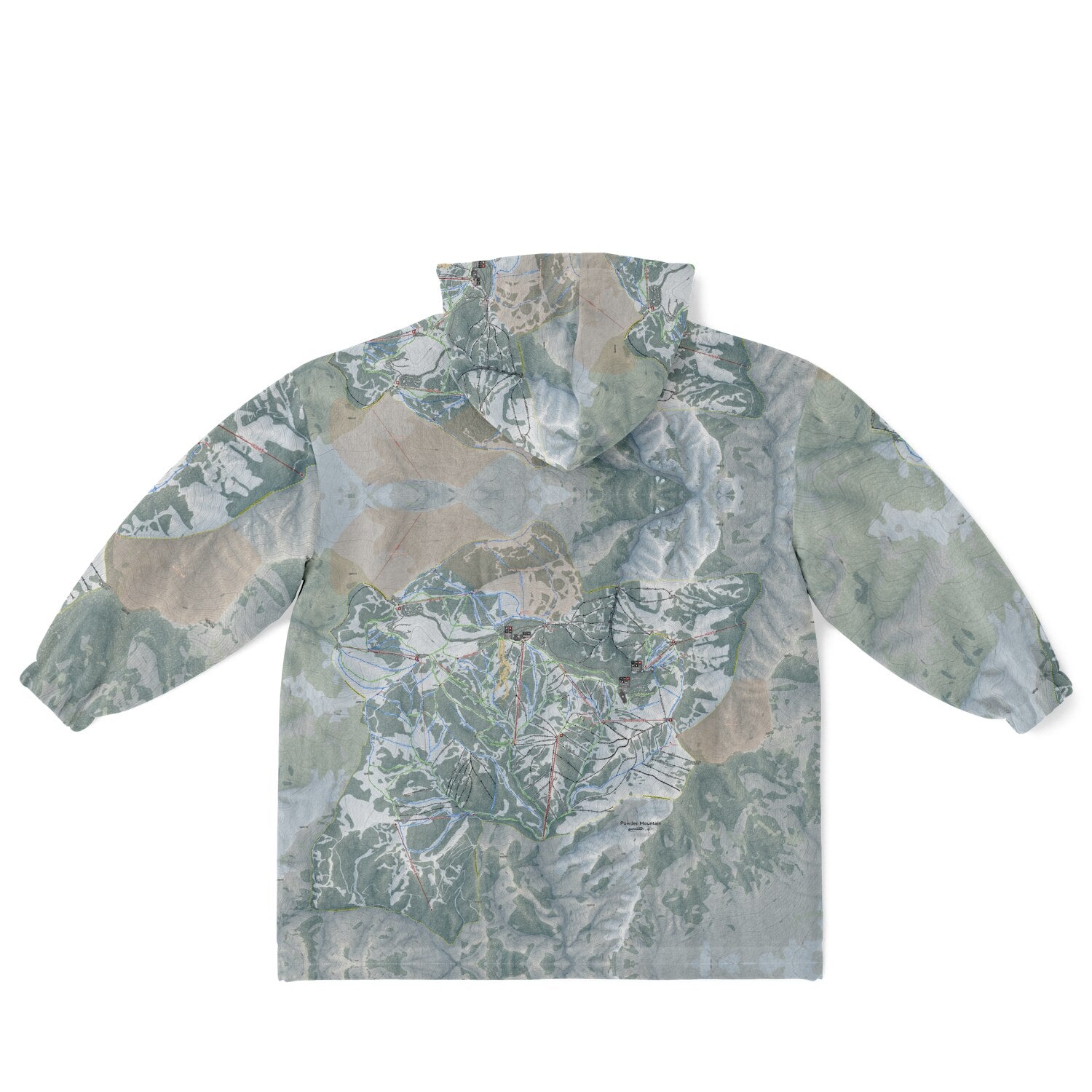 Powder Mountain, Utah Ski Resort Map Reversible Snug Hoodie
