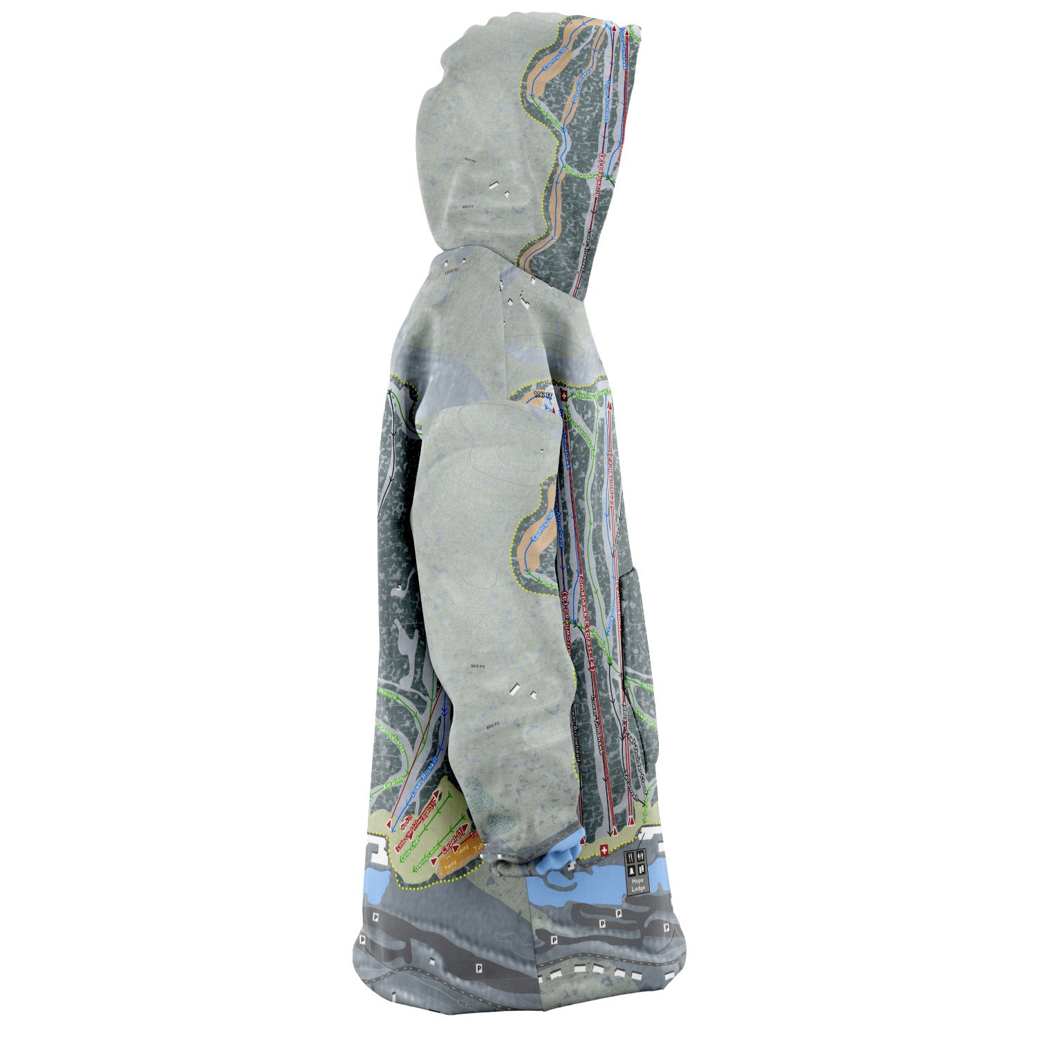 Shawnee Mountain, Pennsylvania Ski Trail Map Snug Hoodie