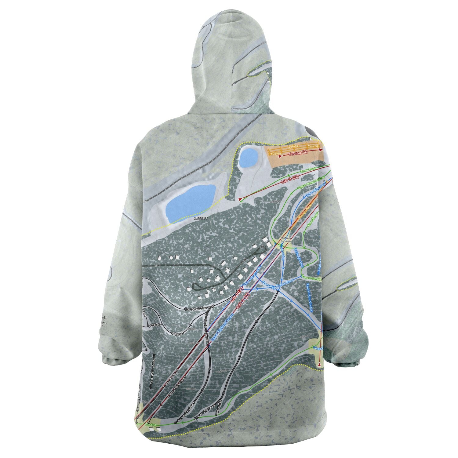 Blue Knob, Pennsylvania Ski Trail Map Snug Hoodie