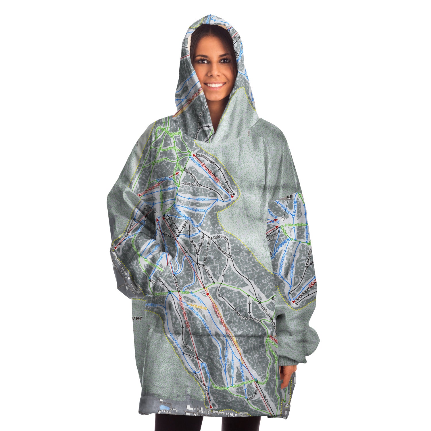 Red River, New Mexico Ski Trail Map - Snug Hoodie