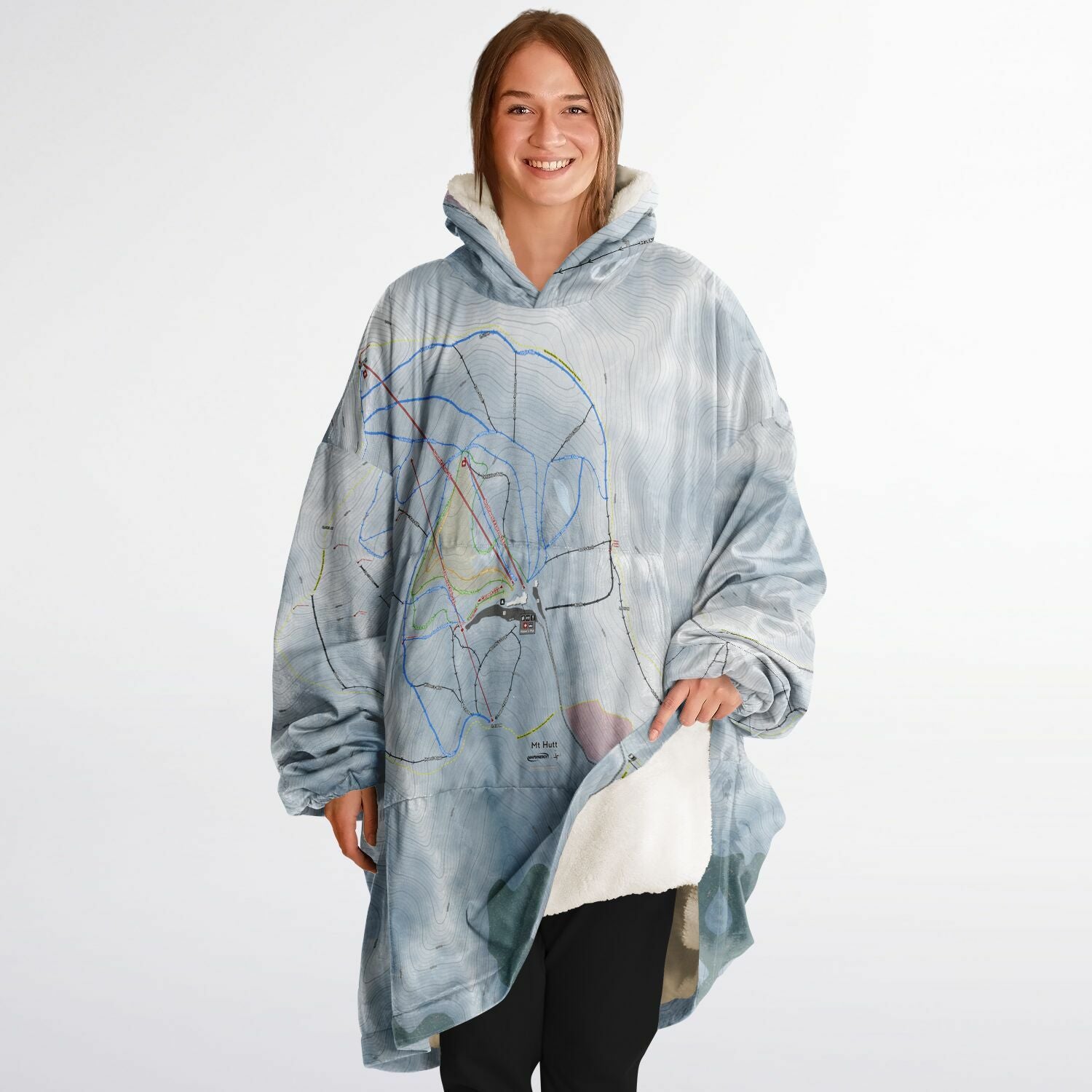 Mt Hutt, New Zealand Ski Trail Map - Snug Hoodie