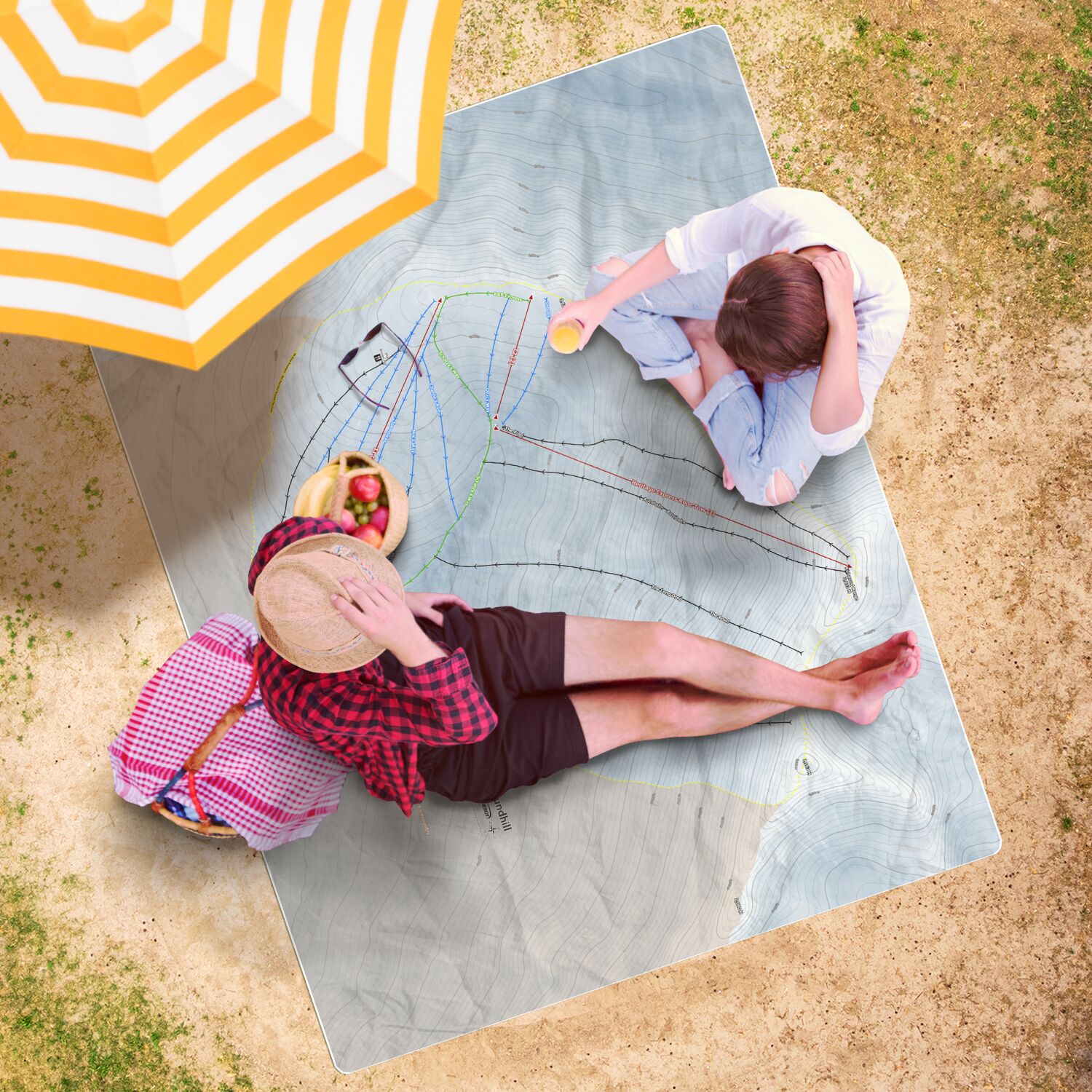 Roundhill, New Zealand Ski Resort Map Printed Beach Towel