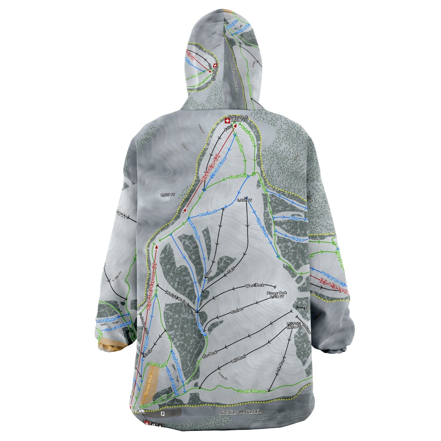 Soldier Mountain, Idaho Ski Trail Map - Snug Hoodie