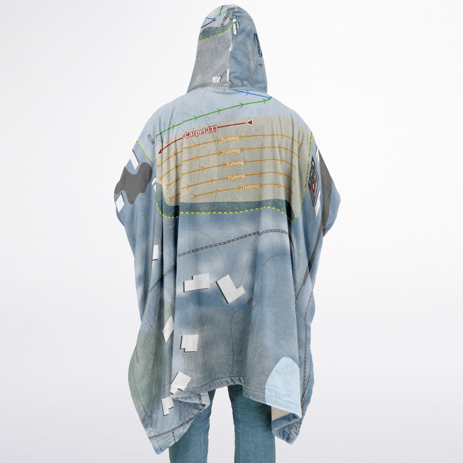 Four Seasons Ski Center, New York Ski Resort Map Flannel Blanket Poncho