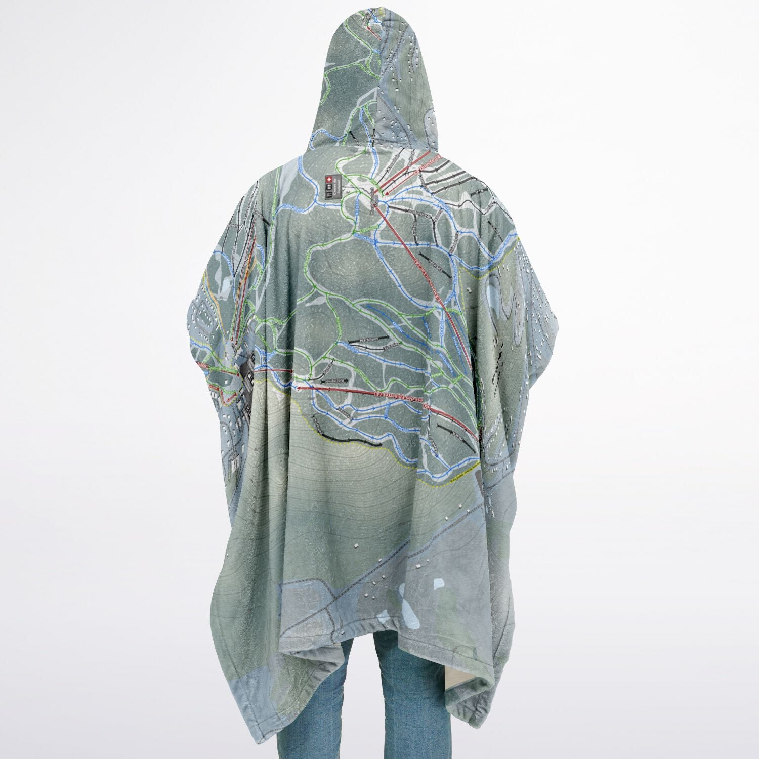 Bromont, Quebec Ski Resort Map Flannel Blanket Poncho
