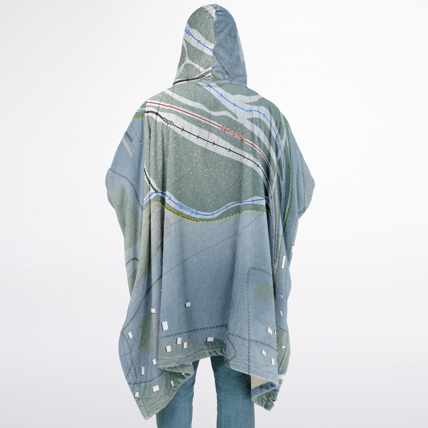Mont Sauvage, Quebec Ski Resort Map Flannel Blanket Poncho