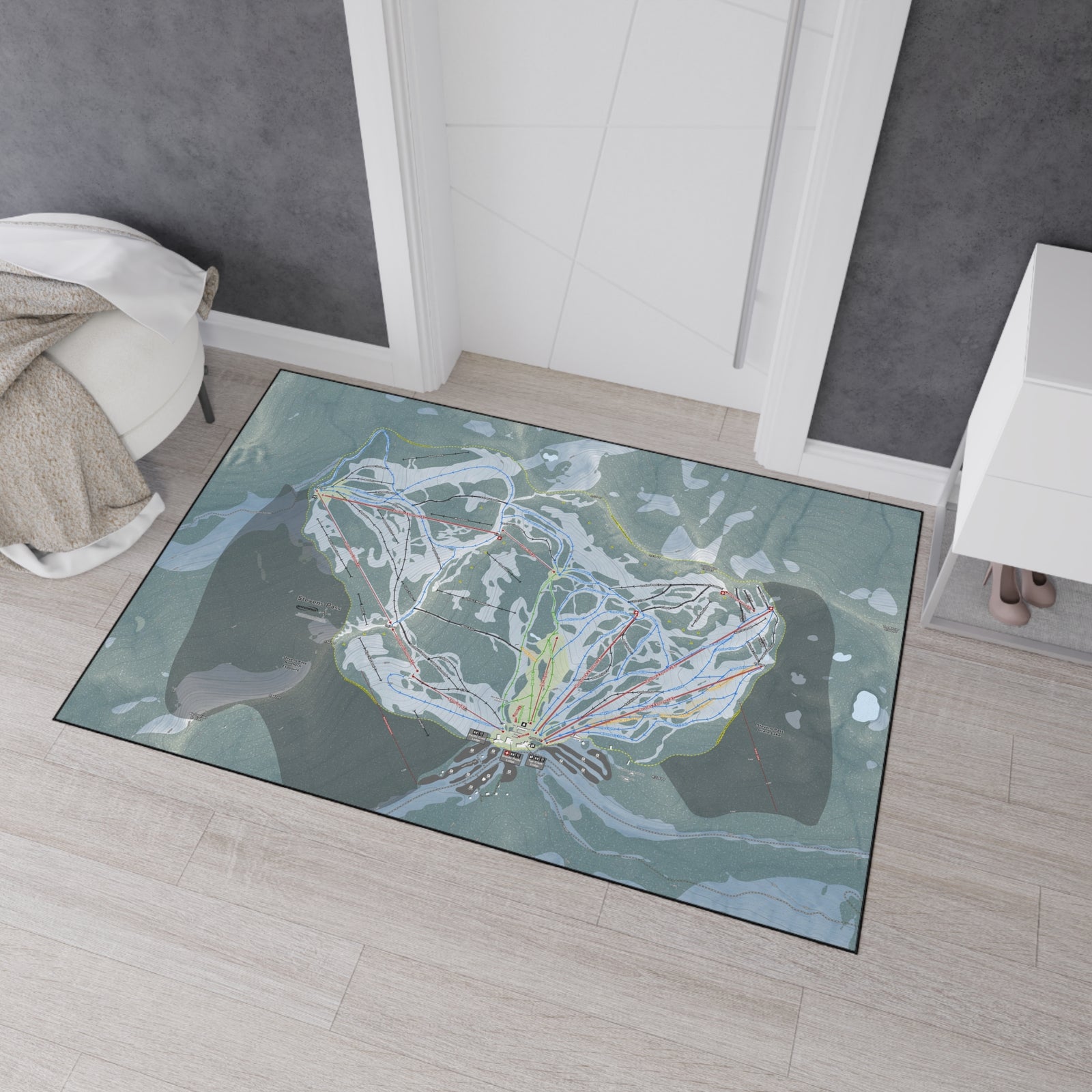 Stevens Pass, Washington Ski Resort Map Heavy Duty Floor Mat