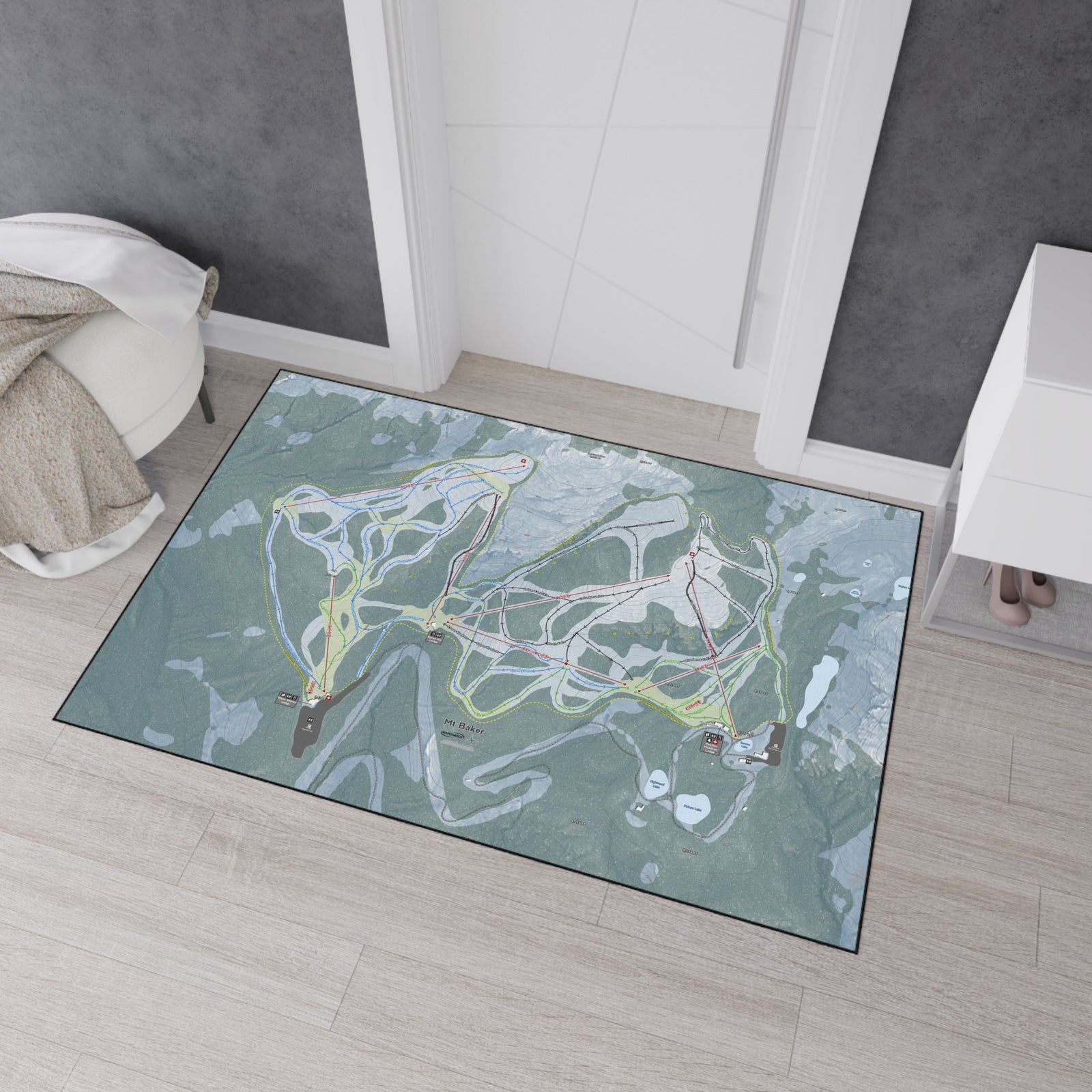 Mt Baker, Washington Ski Resort Map Heavy Duty Floor Mat