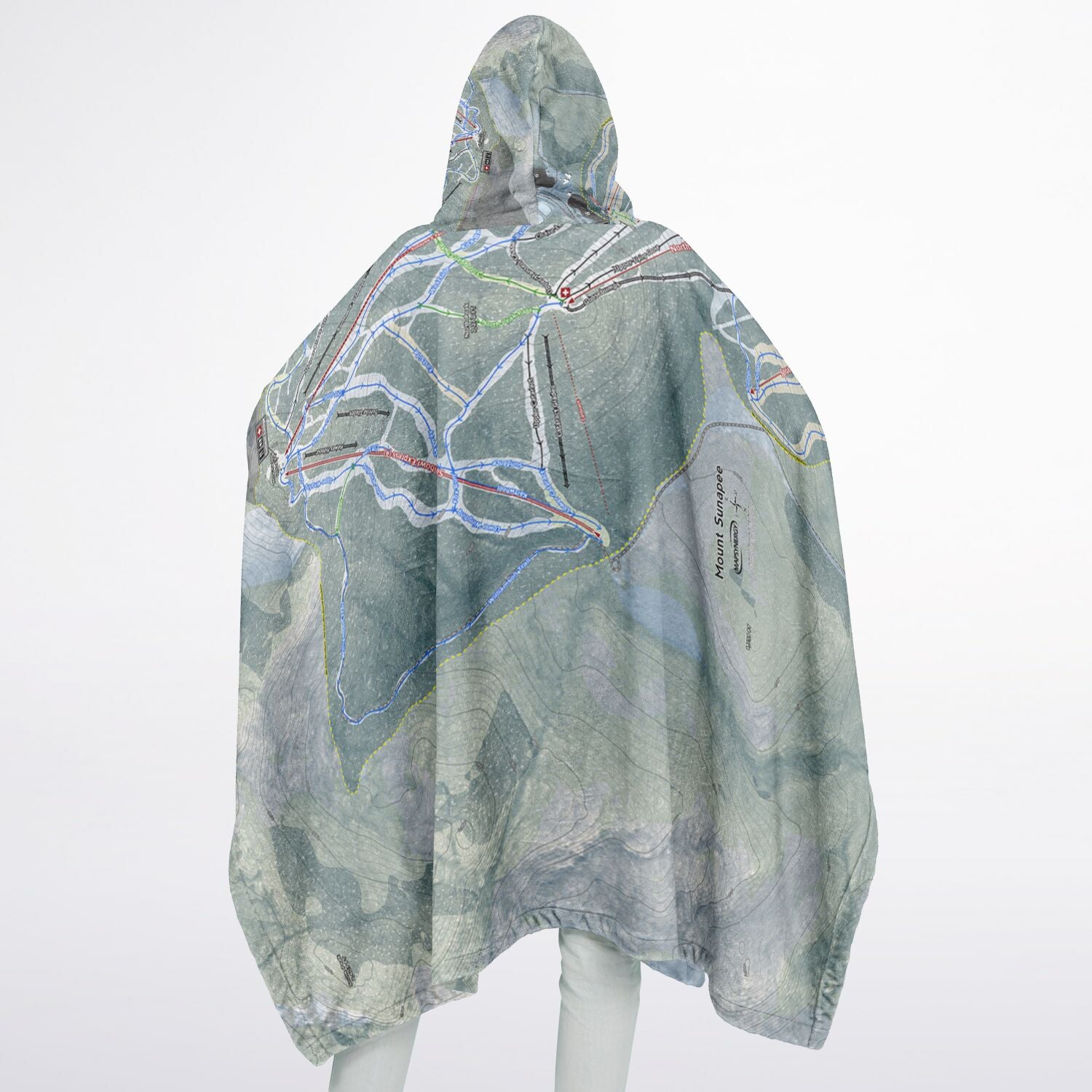 Mount Sunapee, New Hampshire Ski Resort Map Flannel Blanket Poncho