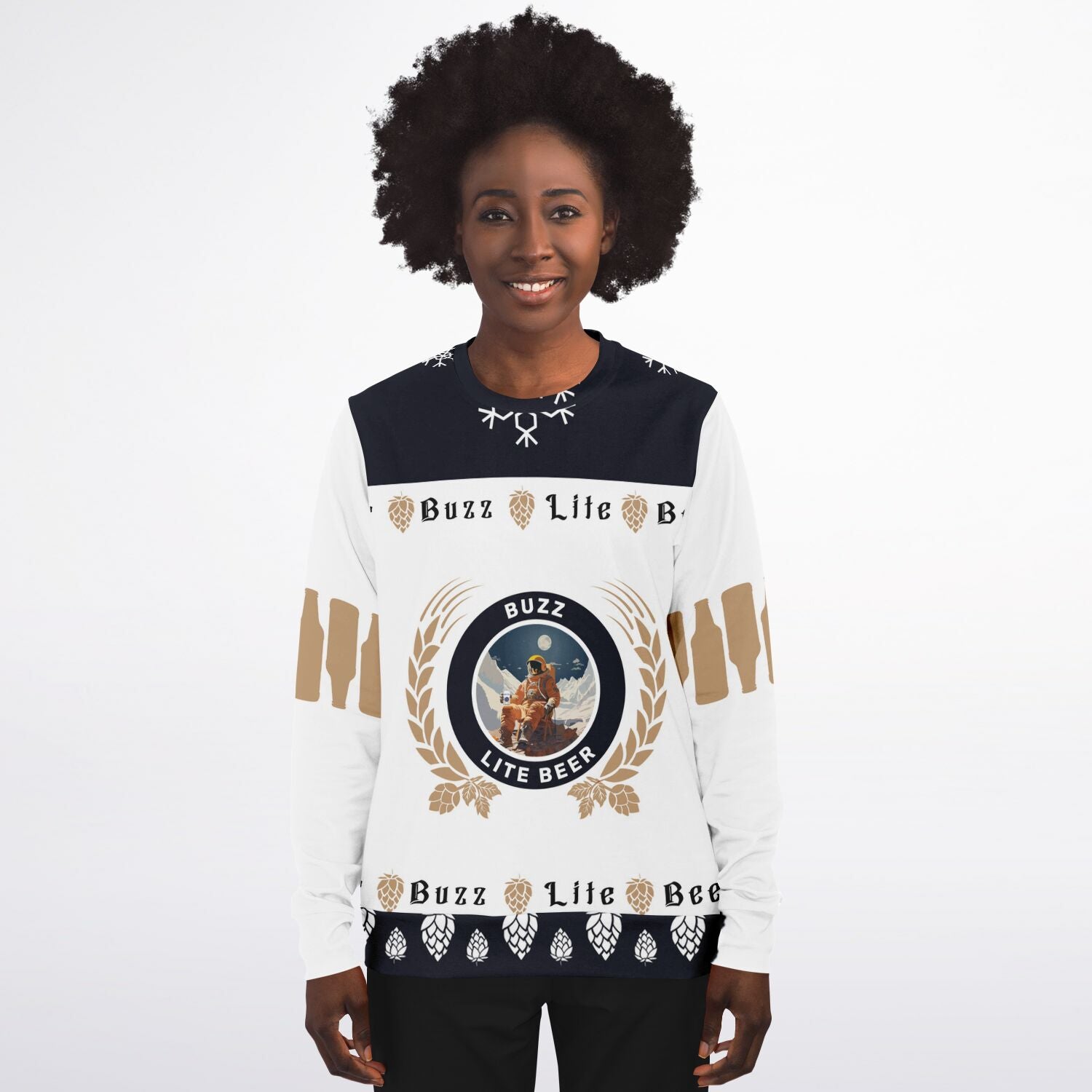 Buzz Lite Beer Ugly Christmas Sweater for Skiers - Fashion Sweatshirt