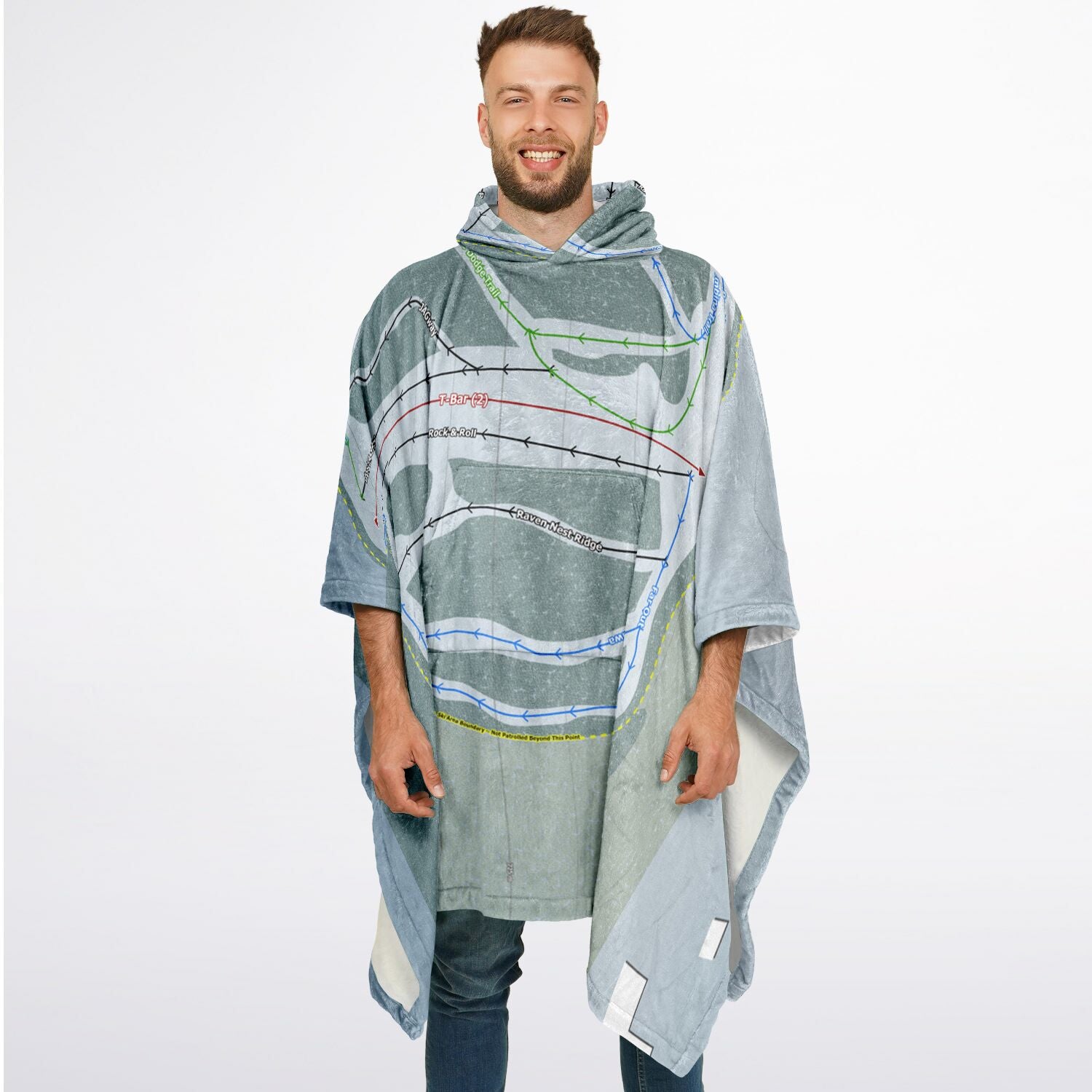Eastlink Park, Alberta Ski Resort Map Flannel Blanket Poncho