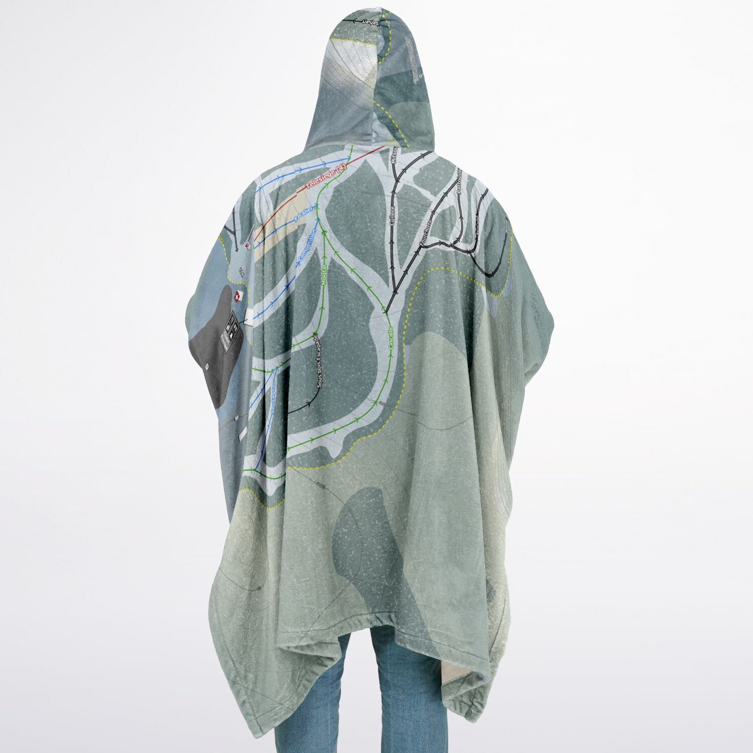 Station Gallix, Quebec Ski Resort Map Flannel Blanket Poncho