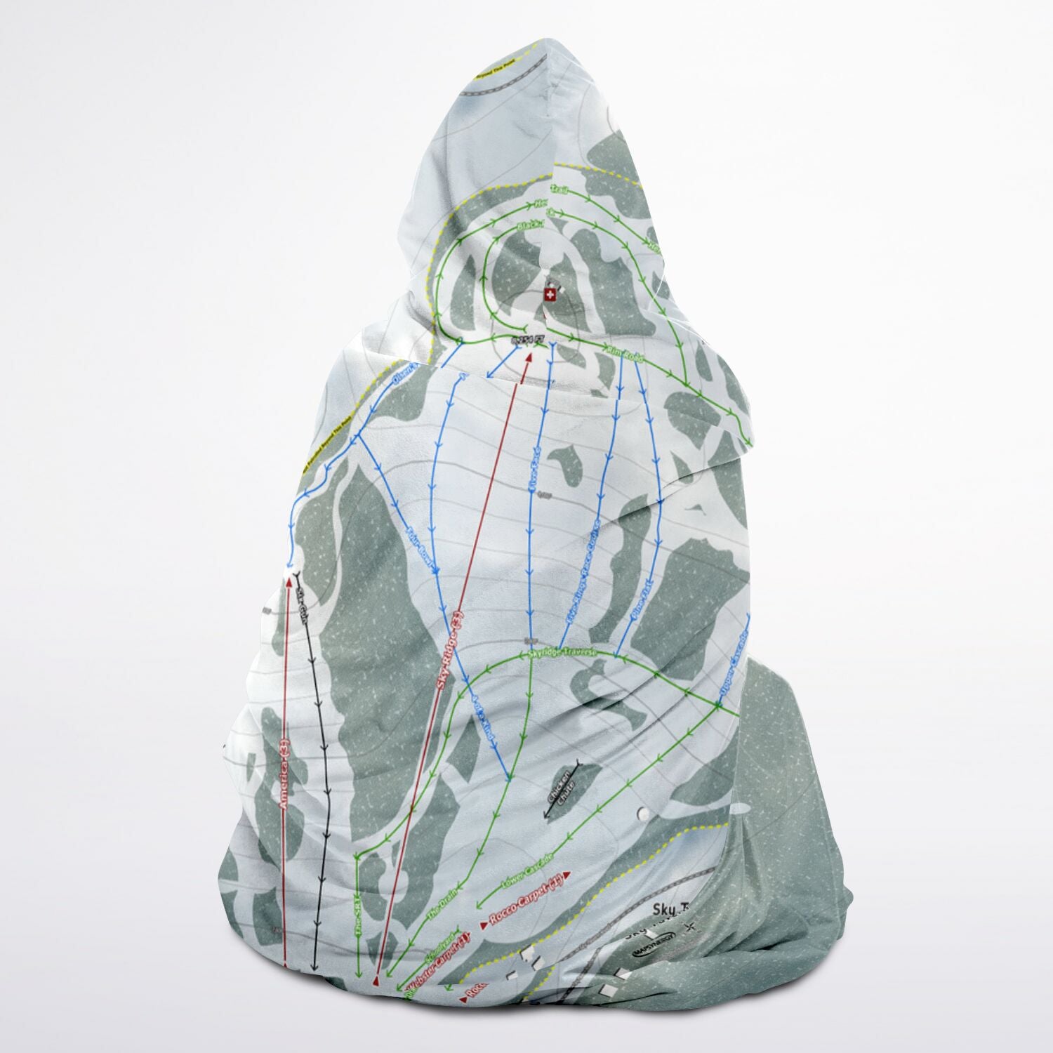 Sky Tavern, Nevada Ski Trail Map - Adult Hooded Blanket