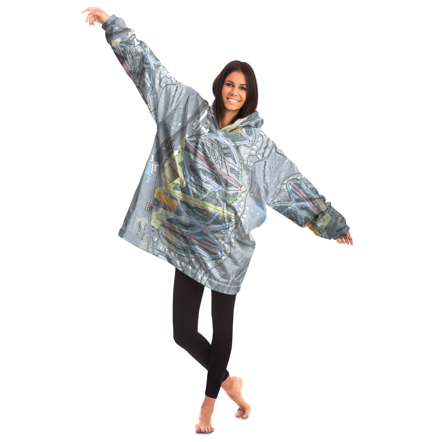 Peek'n Peak, New York Ski Trail Map Snug Hoodie