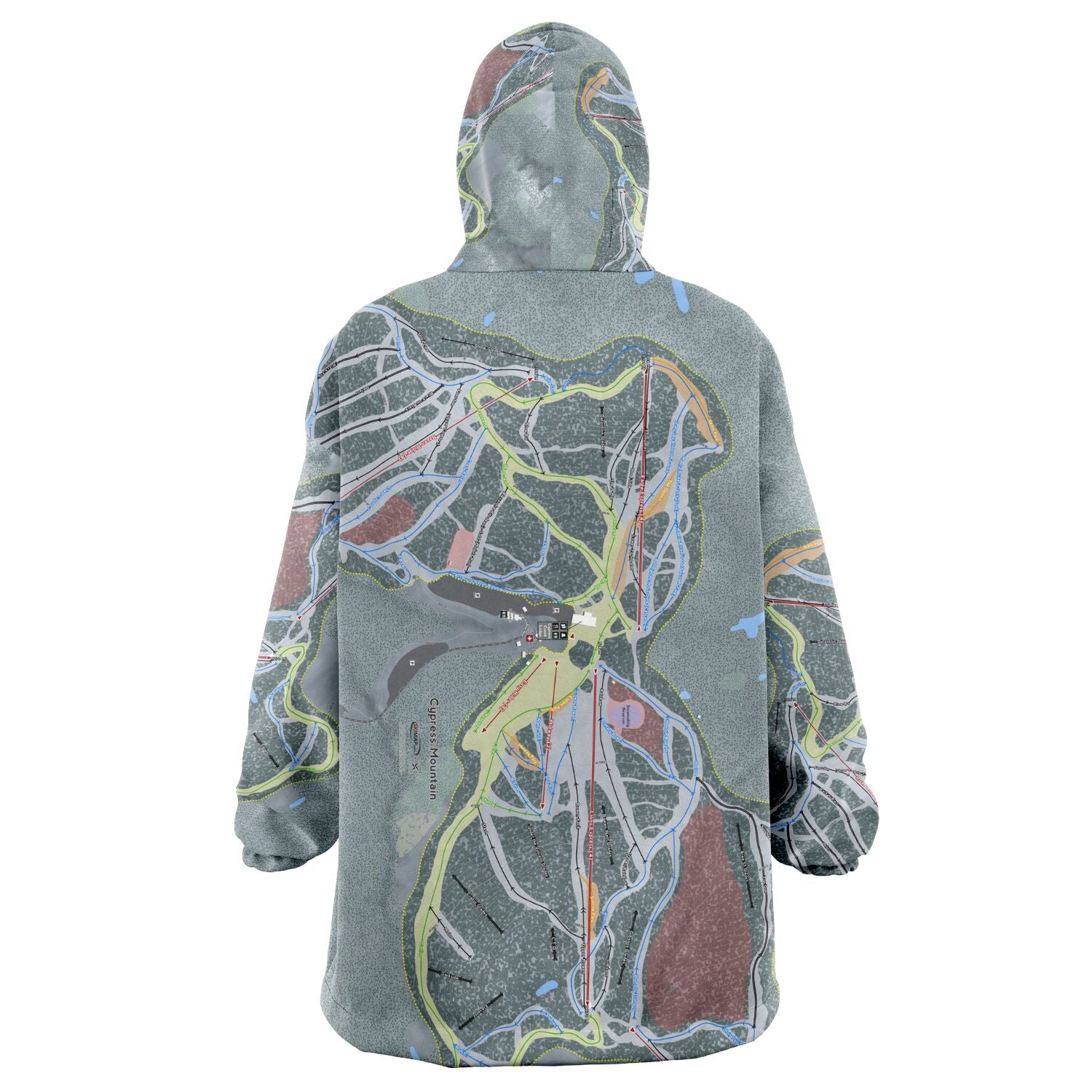 Cypress Mountain, British Columbia Ski Trail Map Snug Hoodie