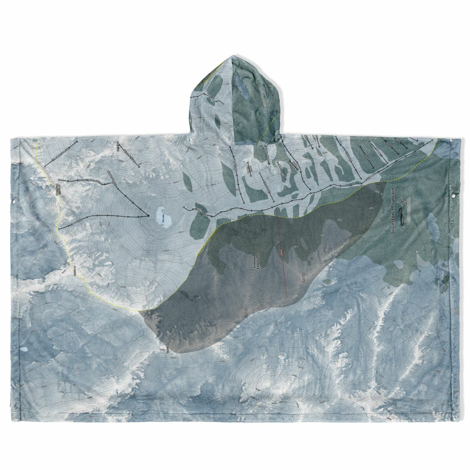 Silverton Mountain, Colorado Ski Resort Map Flannel Blanket Poncho