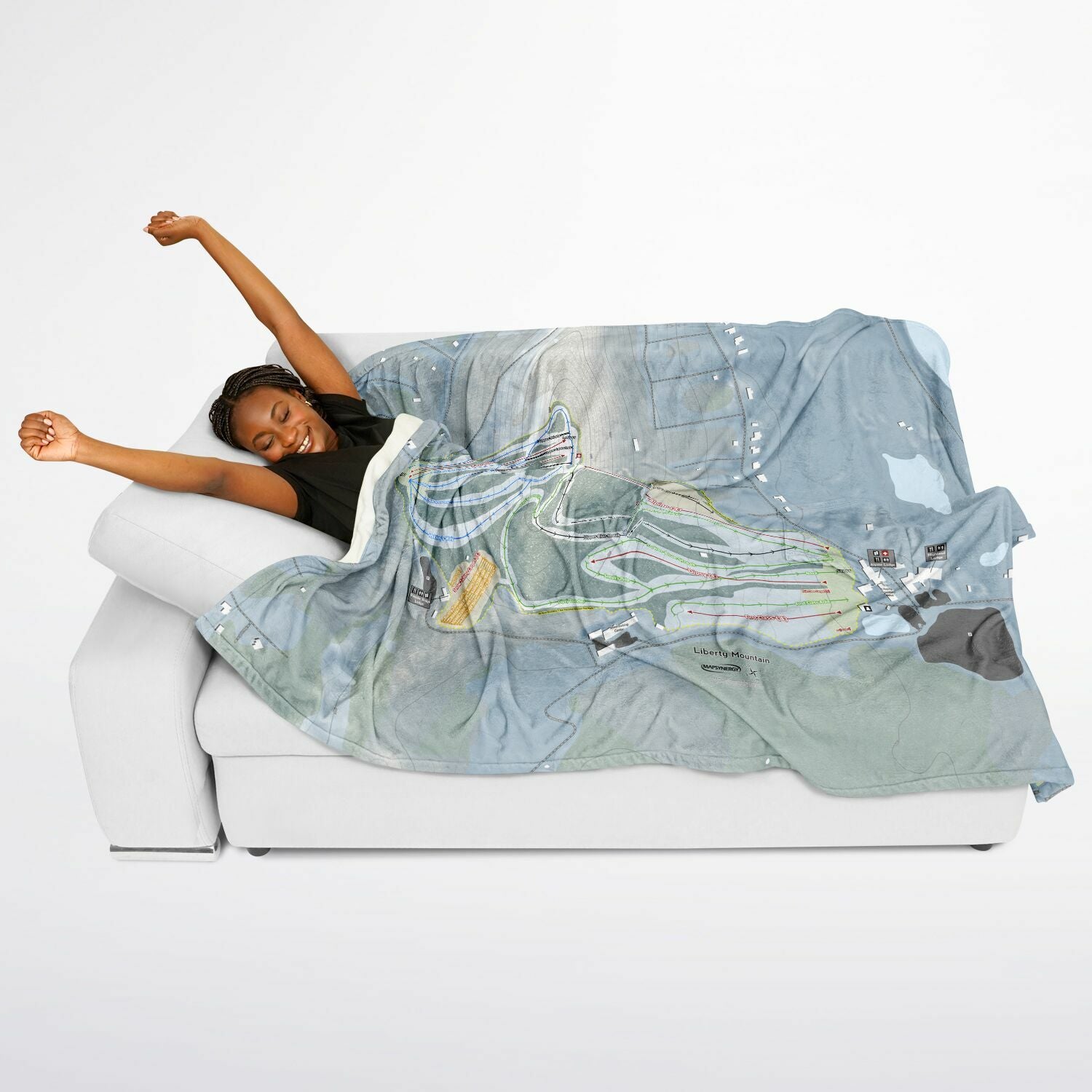 Liberty Mountain, Pennsylvania Ski Resort Map Flannel Blanket Poncho