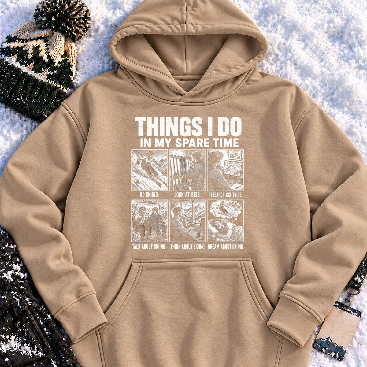 Spare Time Ski Comic - Hoodie (Latte)