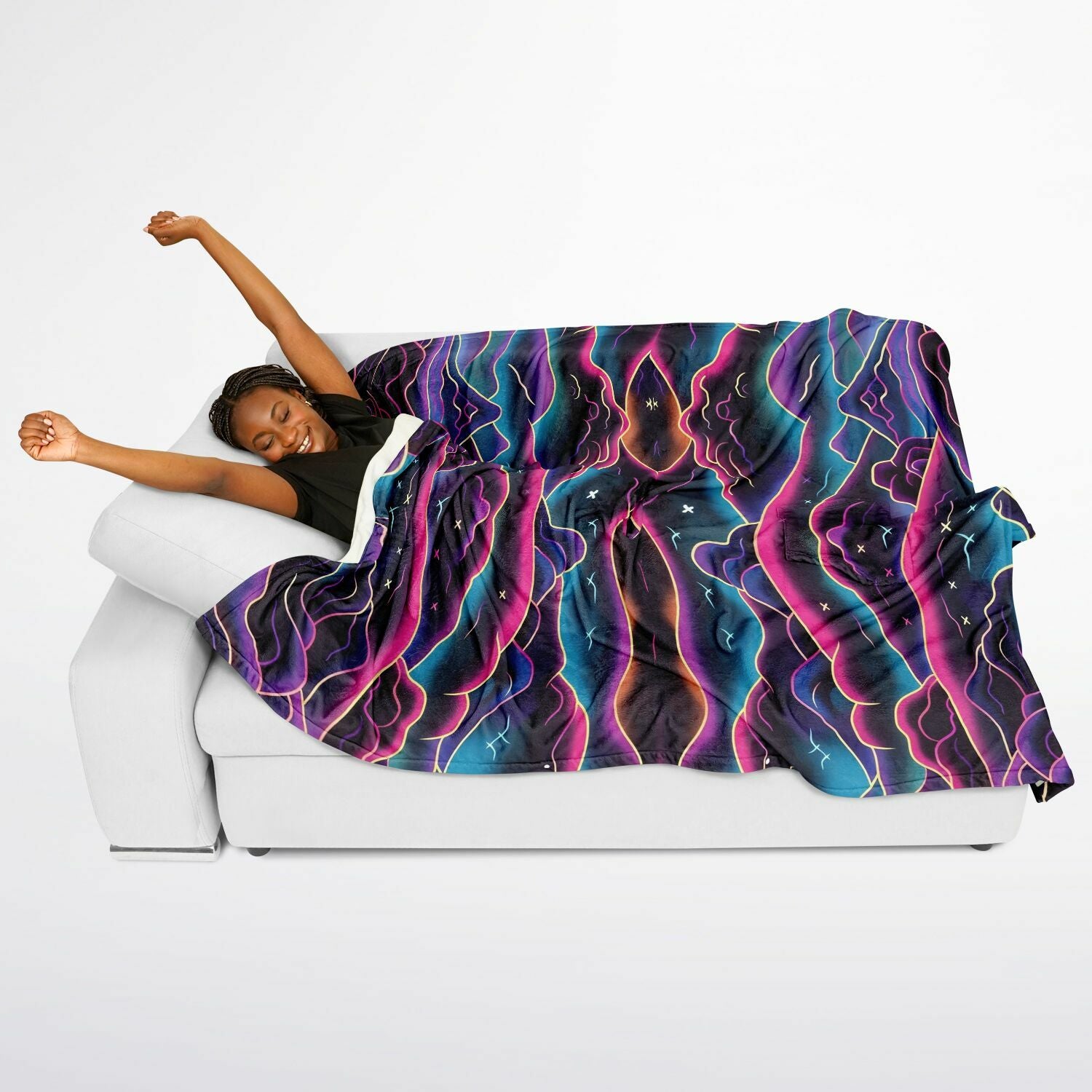 Neon Mountain, Flannel Blanket Poncho