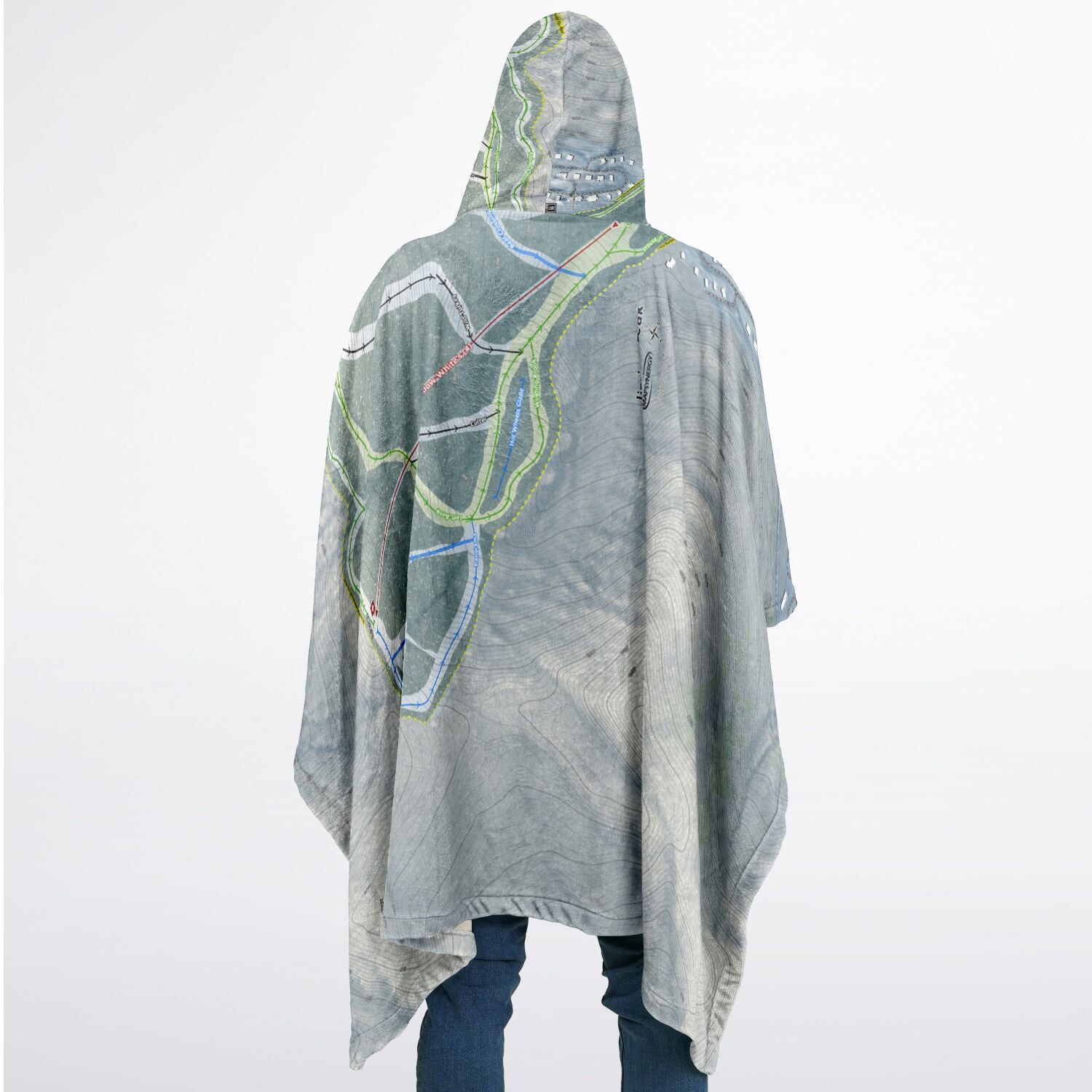 Jiminy Peak, Massachusetts Ski Resort Map Flannel Blanket Poncho