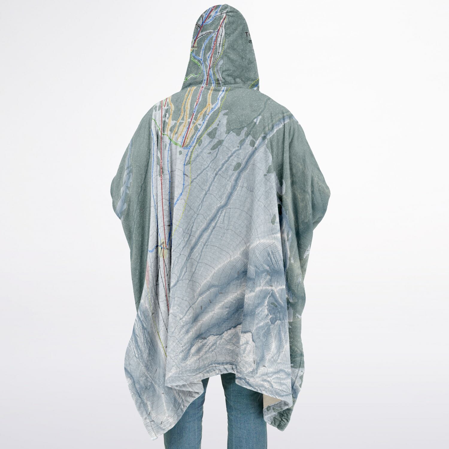 Timberline, Oregon Ski Resort Map Flannel Blanket Poncho