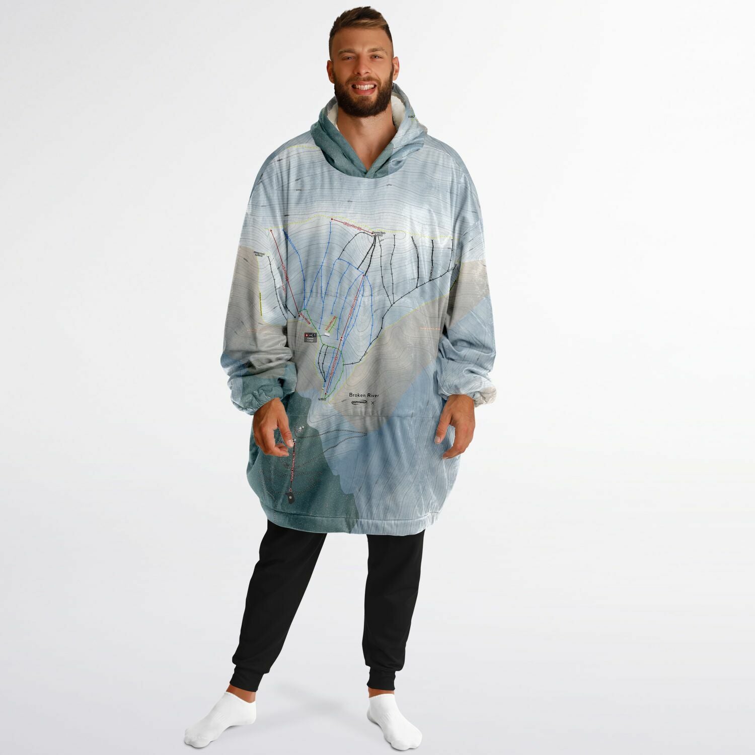 Broken River, New Zealand Ski Trail Map - Snug Hoodie