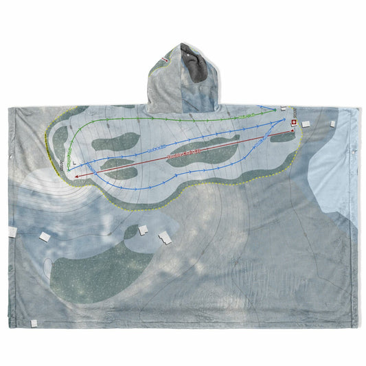 Dry Hill, New York Ski Resort Map Flannel Blanket Poncho