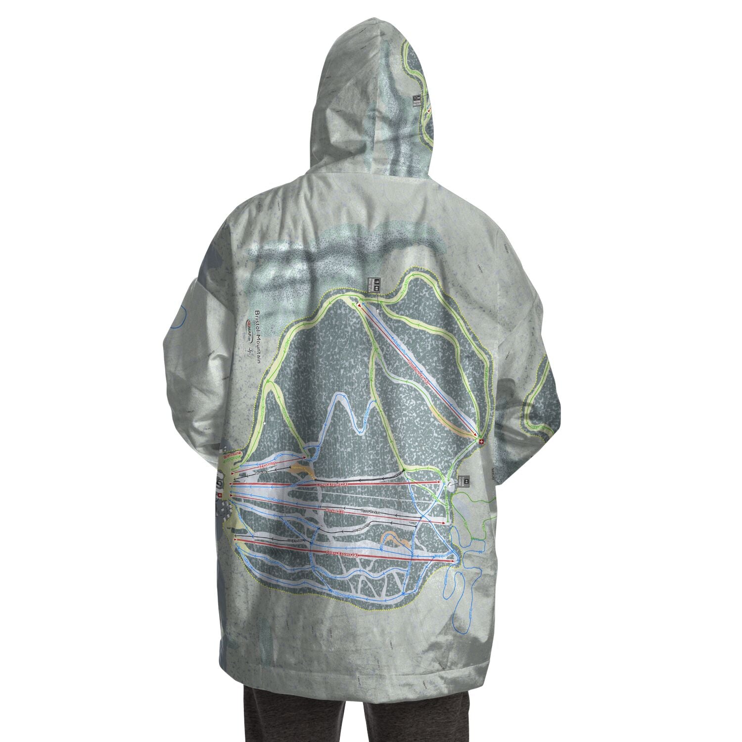 Bristol Mountain, New York Ski Trail Map - Snug Hoodie