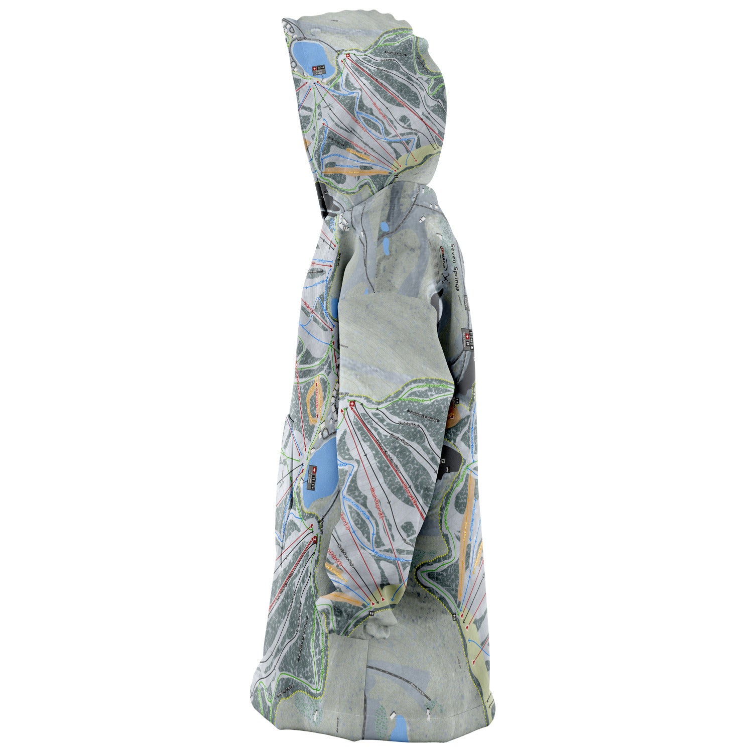 Seven Springs, Pennsylvania Ski Trail Map - Snug Hoodie