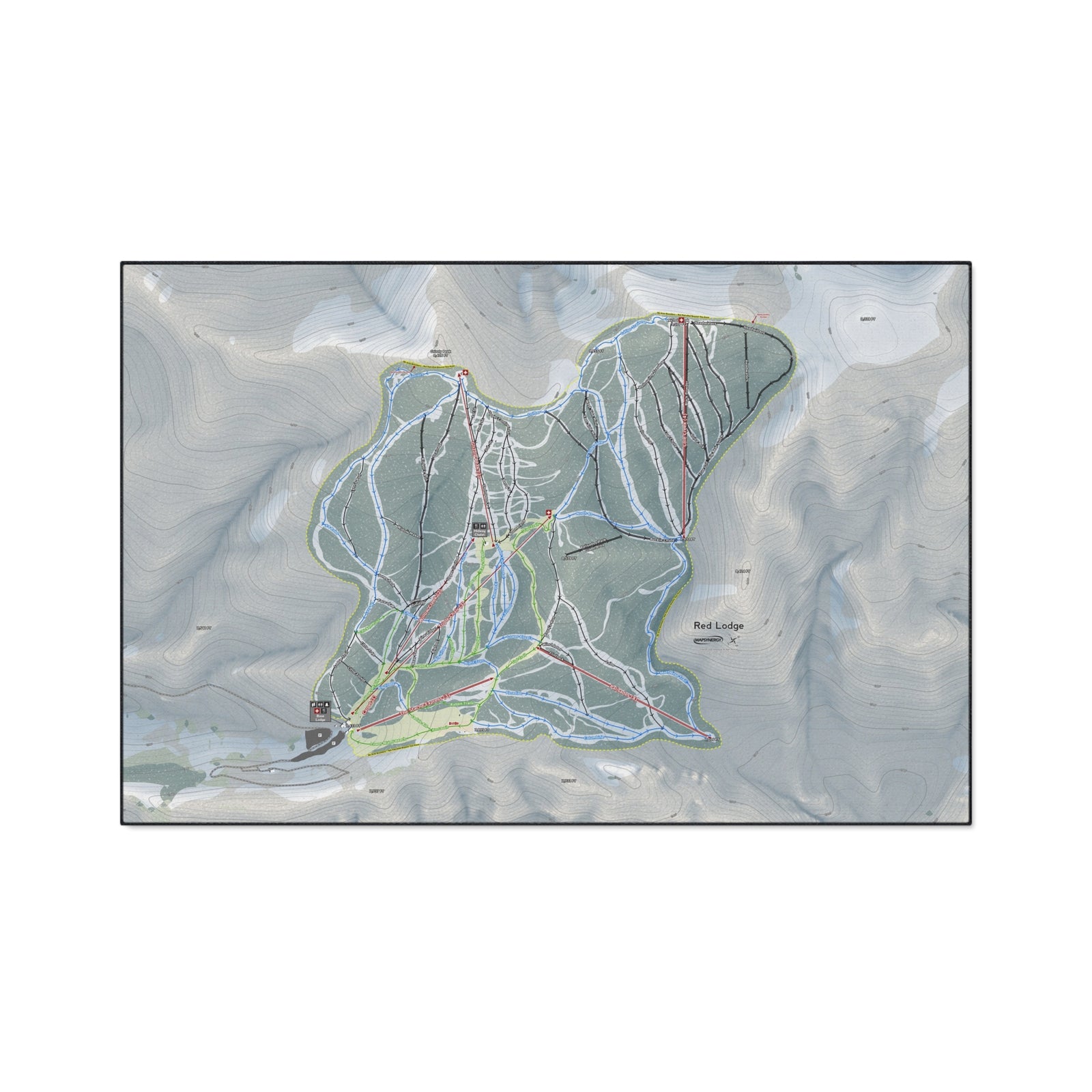 Red Lodge, Montana Ski Resort Map Heavy Duty Floor Mat