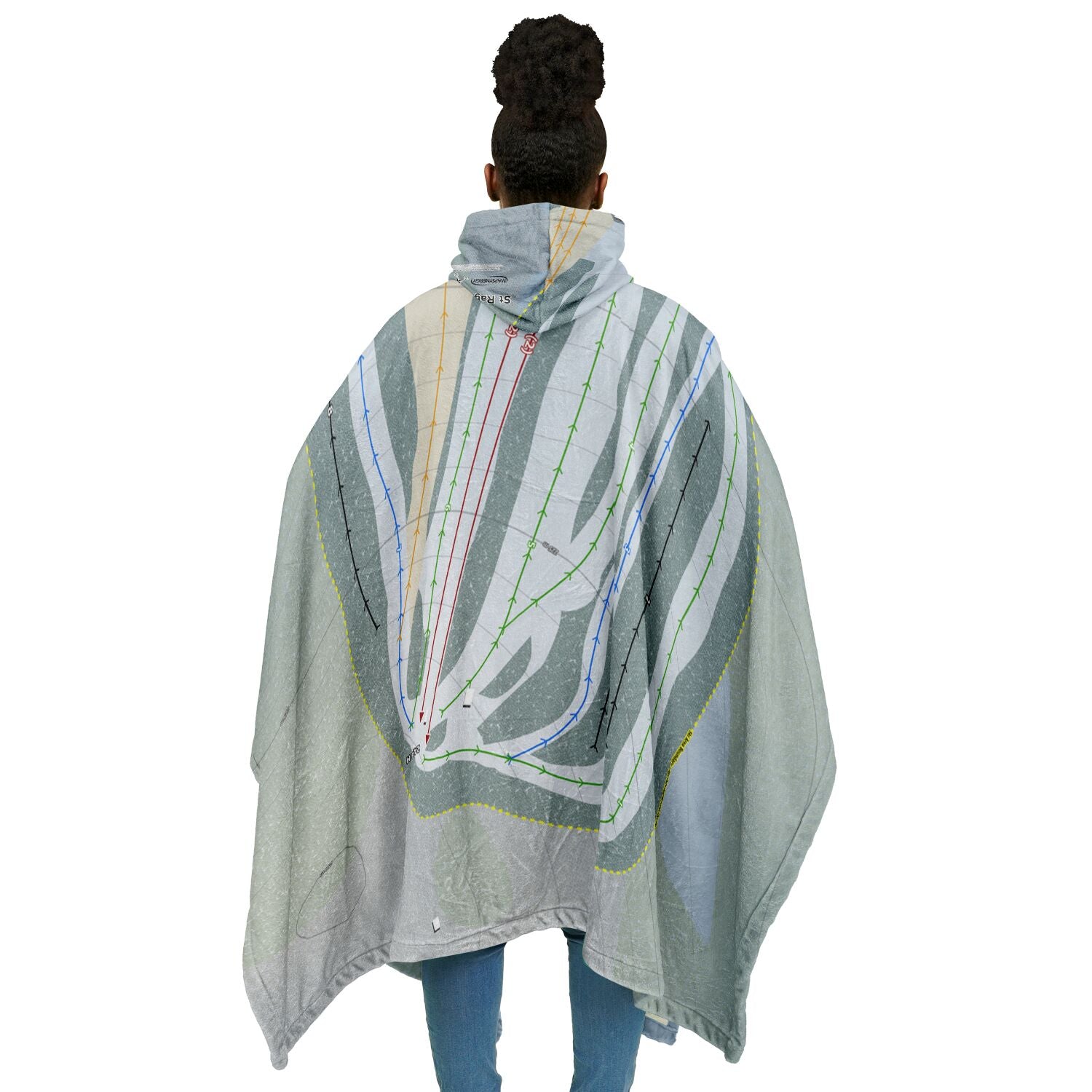 St Raymond, Quebec Ski Resort Map Flannel Blanket Poncho