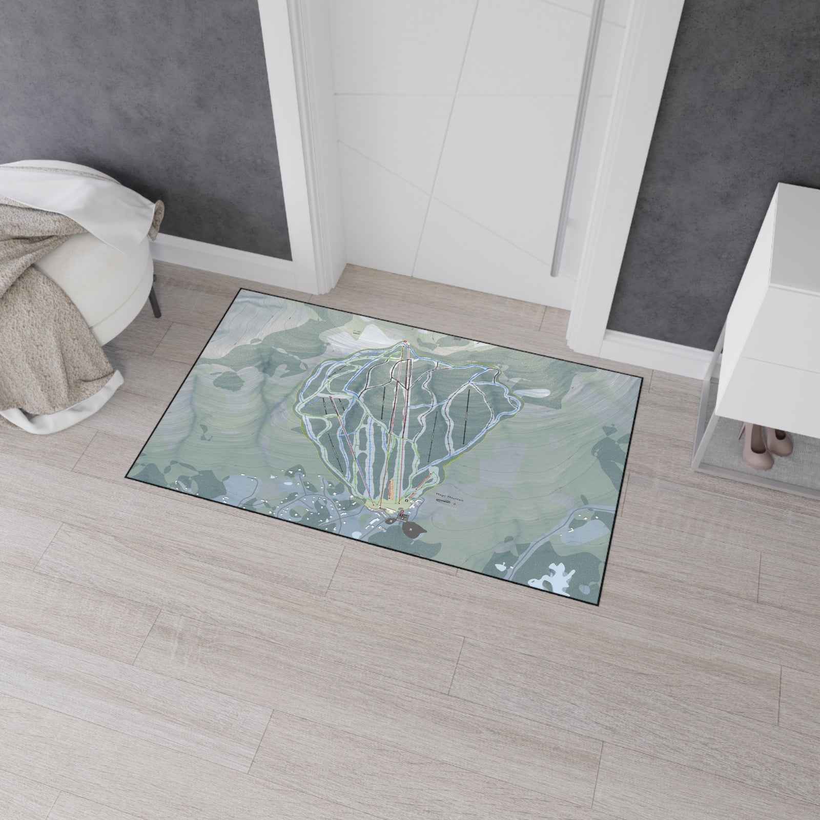 Magic Mountain, Vermont Ski Resort Map Heavy Duty Floor Mat