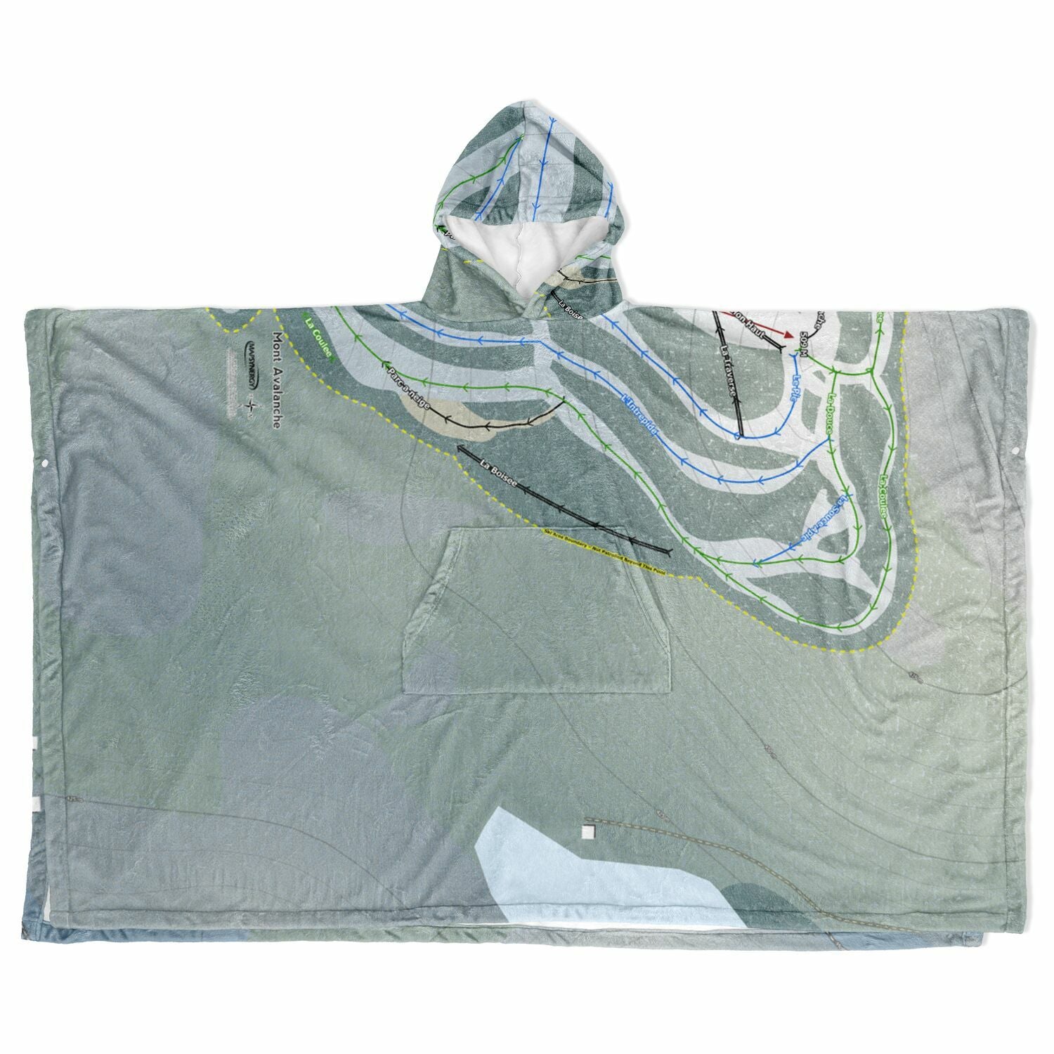 Mont Avalanche, Quebec Ski Resort Map Flannel Blanket Poncho