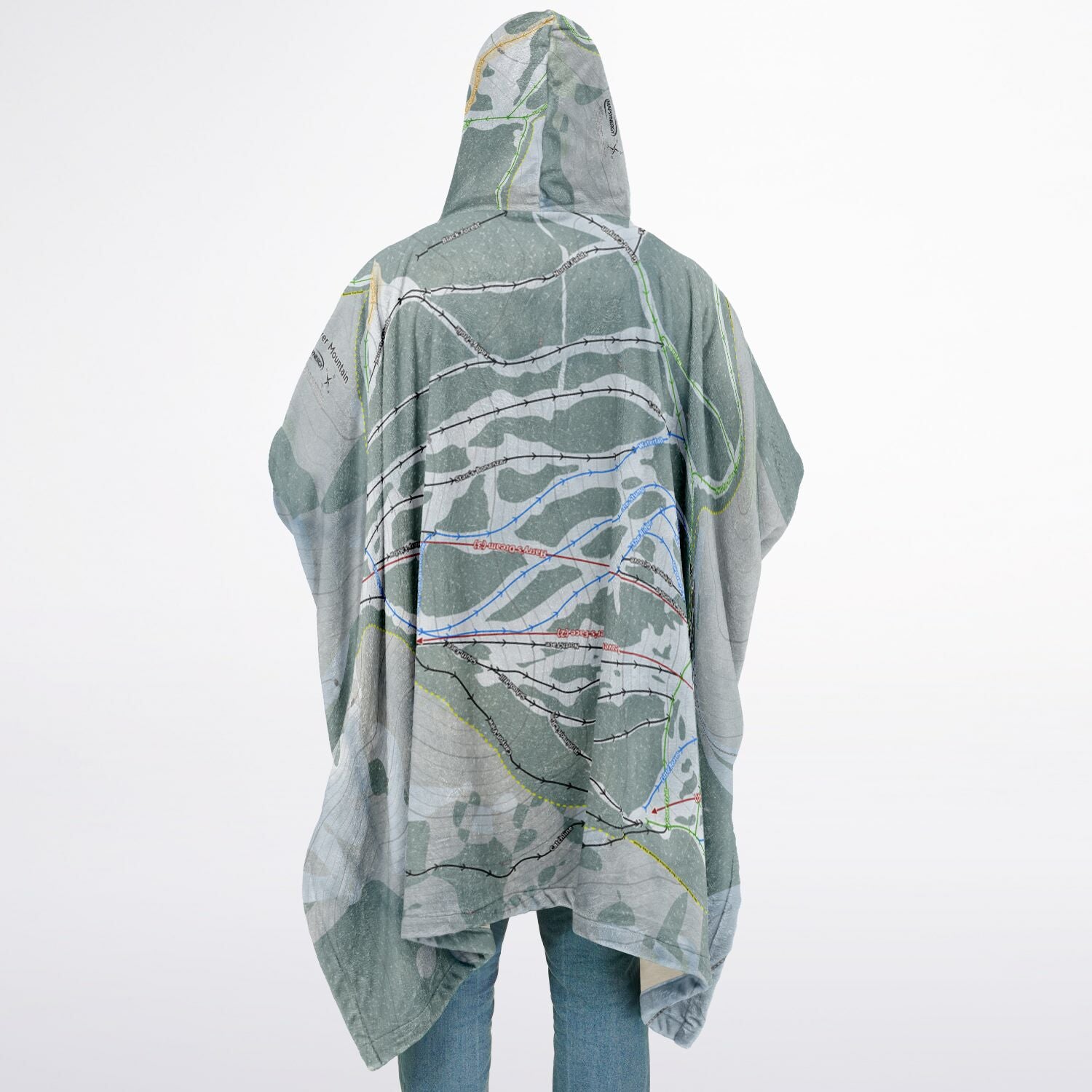 Beaver Mountain, Utah Ski Resort Map Flannel Blanket Poncho