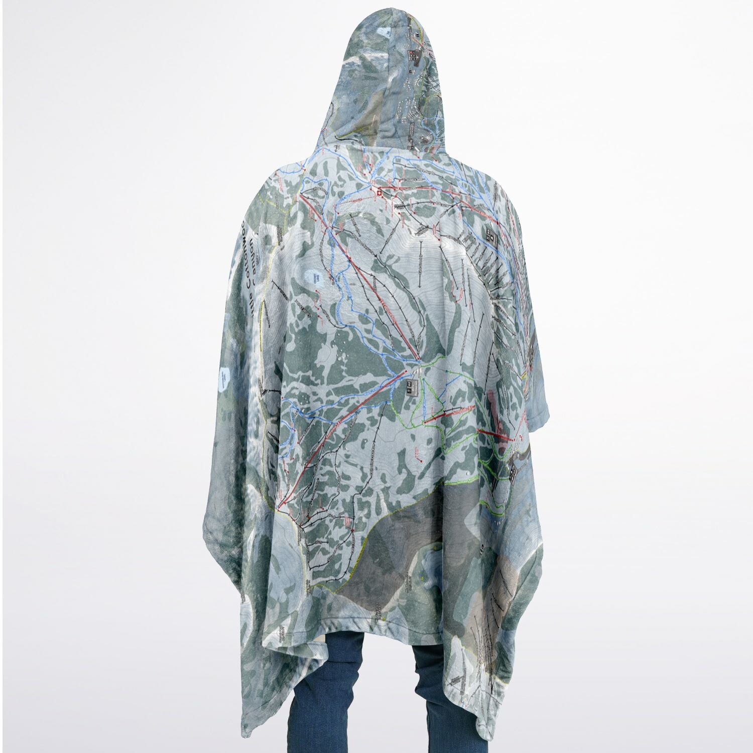 Little Cottonwood Canyon, Utah Ski Resort Map Flannel Blanket Poncho
