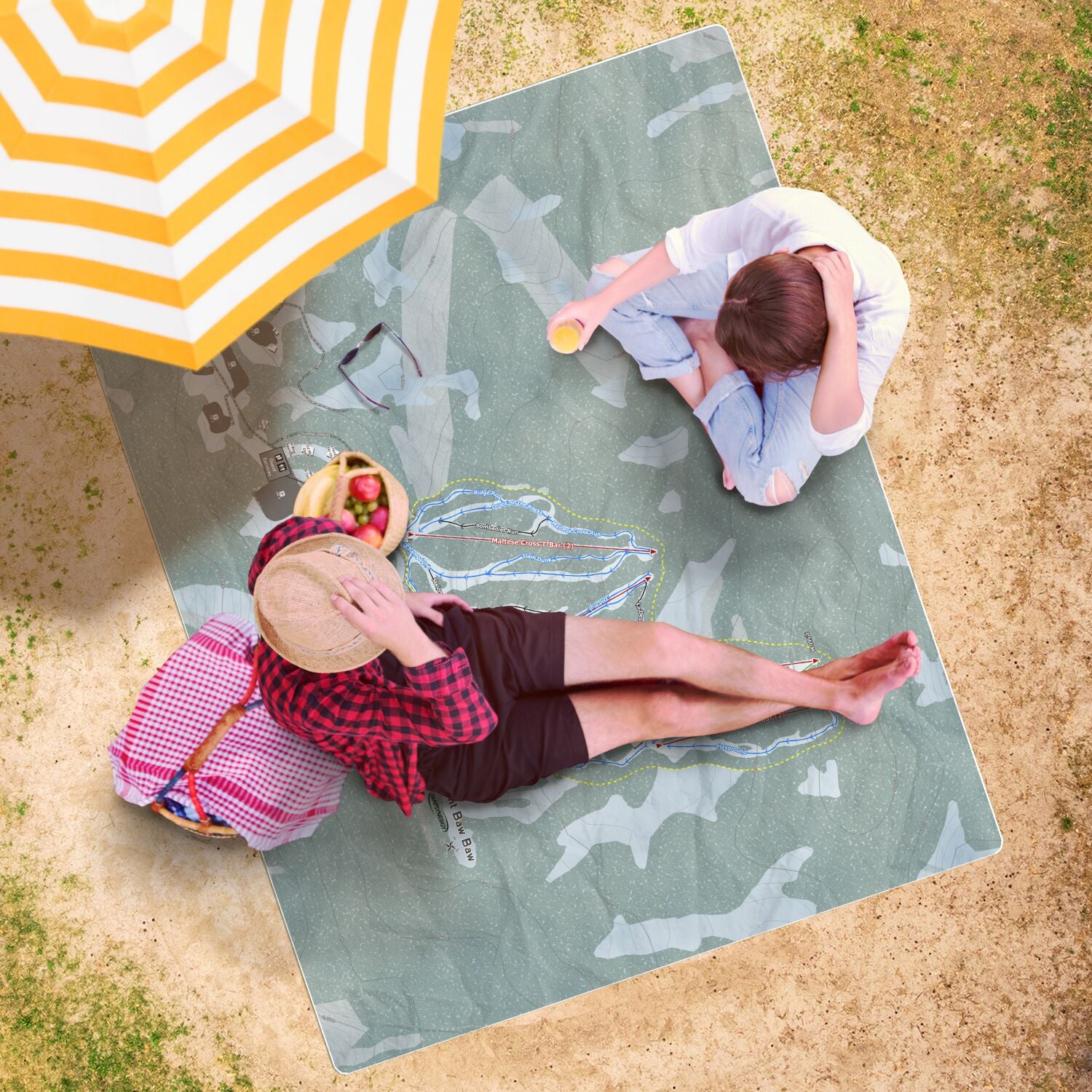 Mount Baw Baw, Australia Ski Resort Map Printed Beach Towel