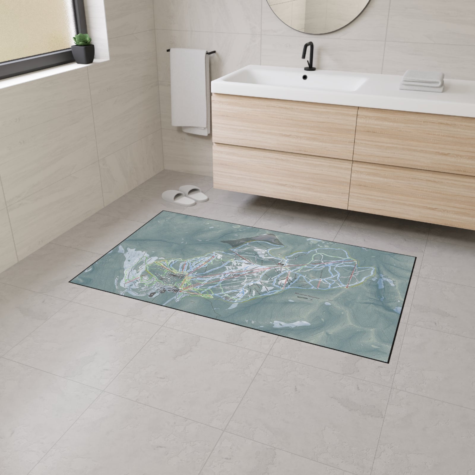 Whitefish Mountain, Montana Ski Resort Map Heavy Duty Floor Mat