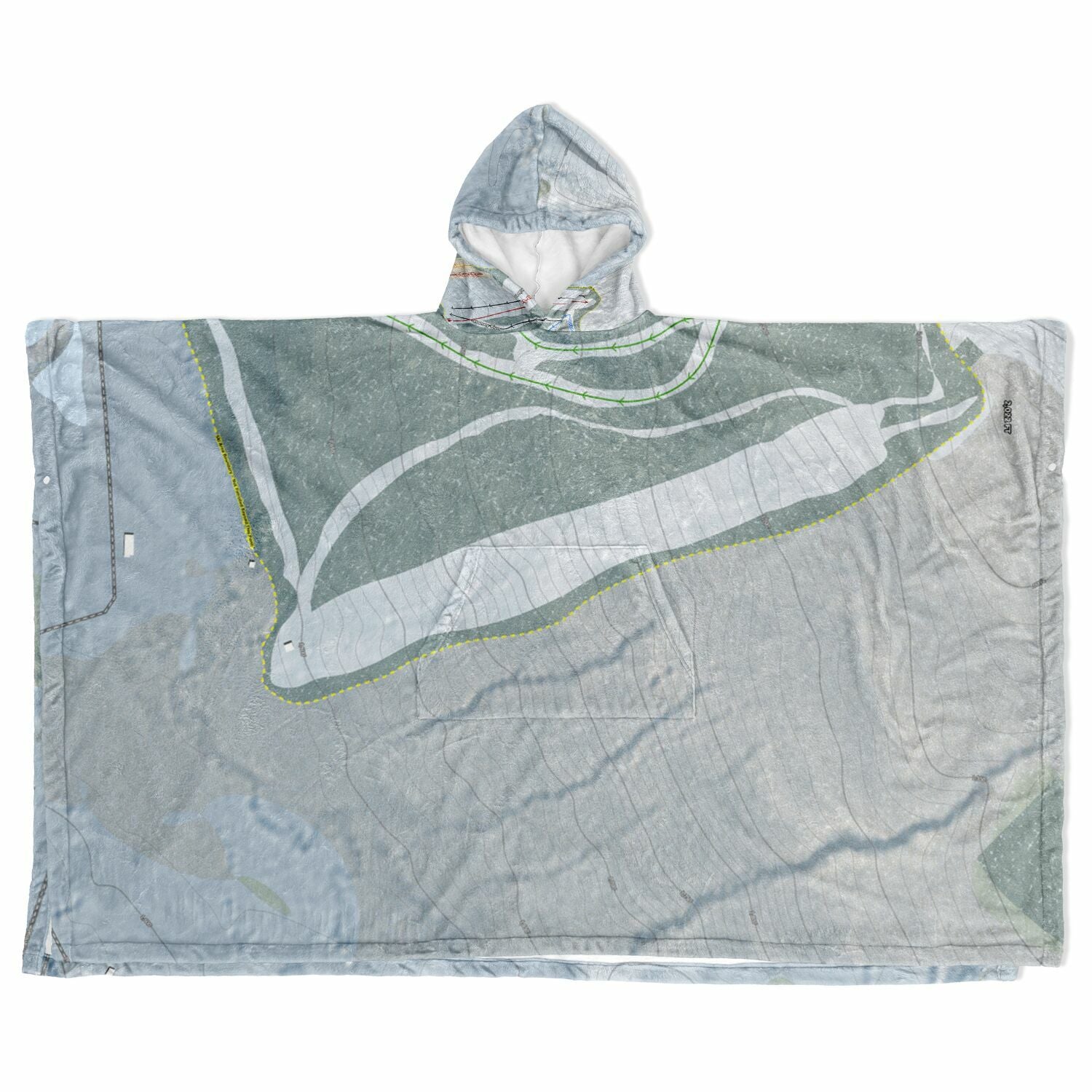 Cockaigne, New York Ski Resort Map Flannel Blanket Poncho