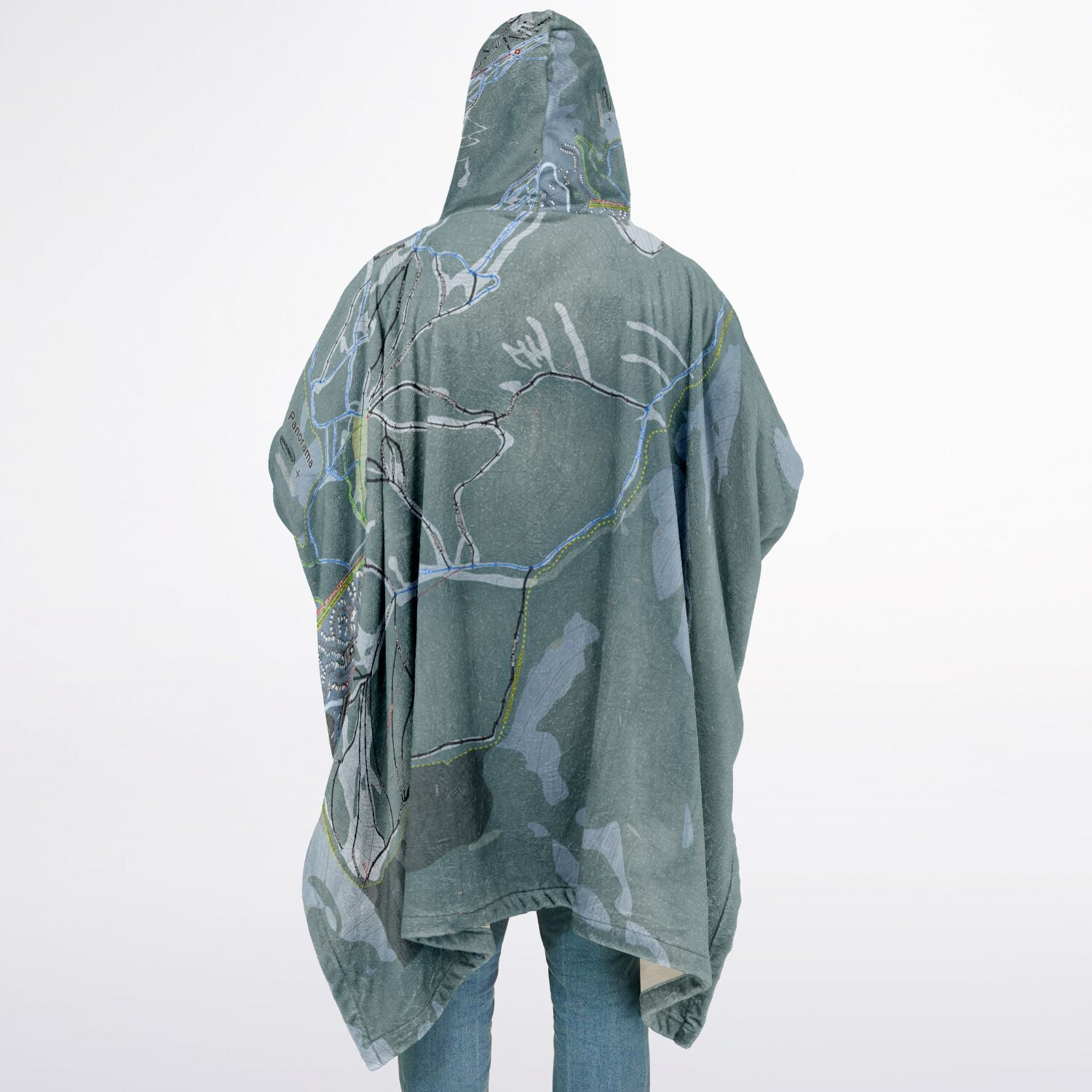 Panorama, British Columbia Ski Resort Map Flannel Blanket Poncho