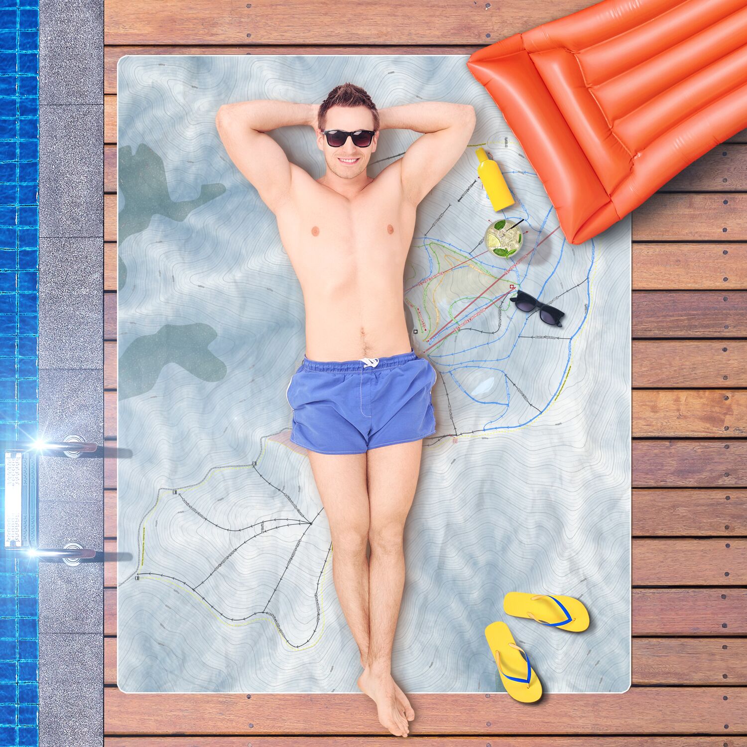 Mt Hutt, New Zealand Ski Resort Map Printed Beach Towel