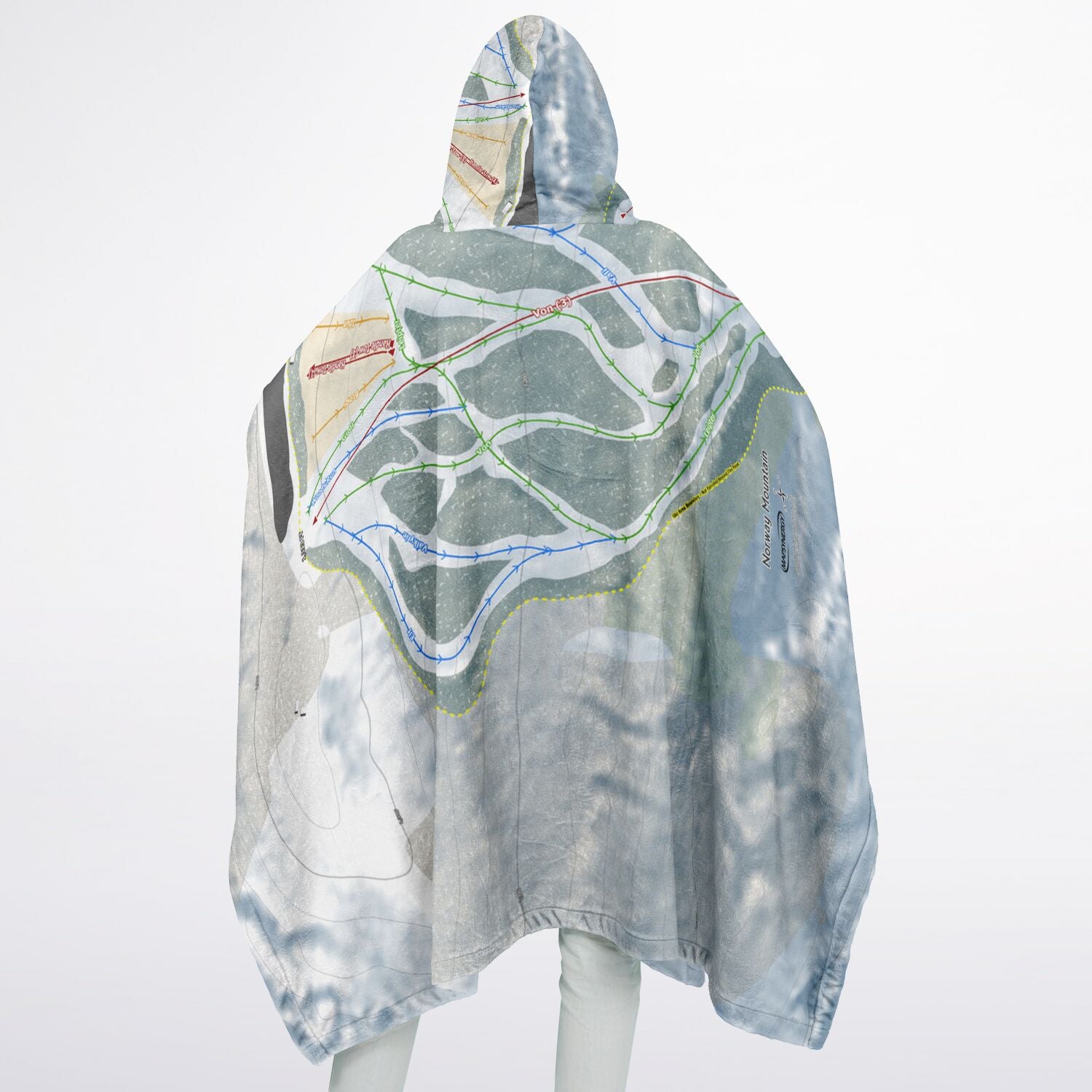Norway Mountain, Michigan Ski Resort Map Flannel Blanket Poncho