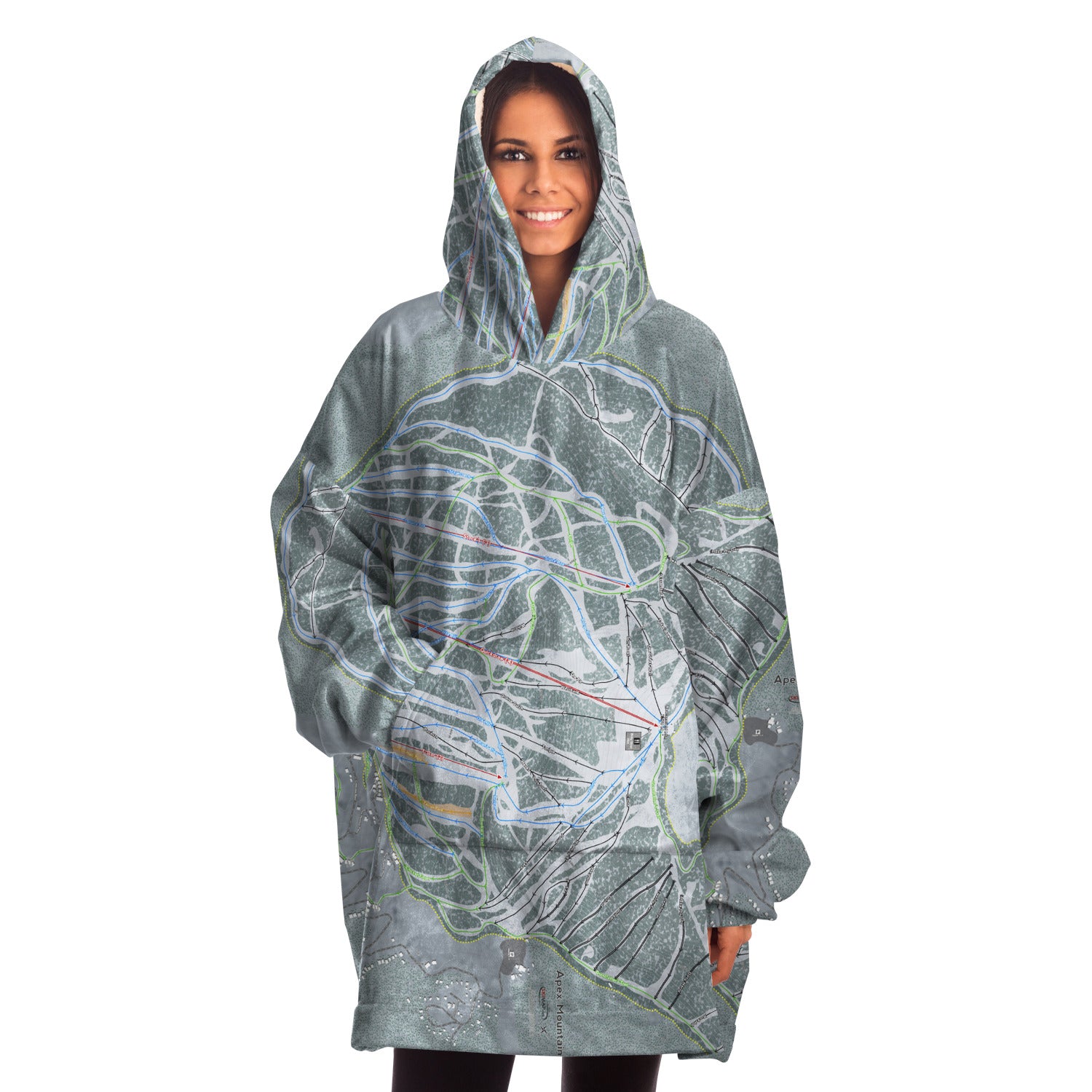 Apex Mountain, British Columbia Ski Trail Map Snug Hoodie