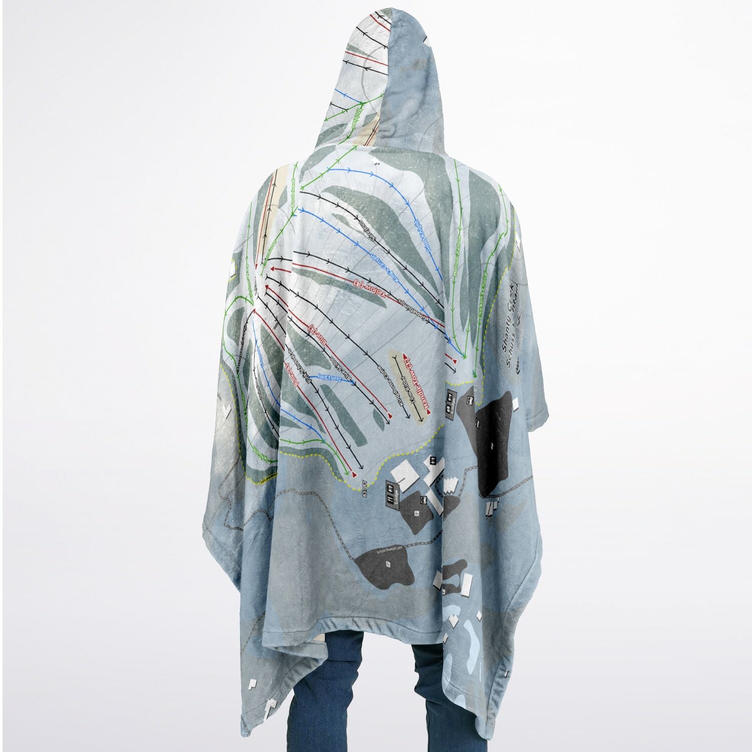 Shanty Creek Schuss Mountain, Michigan Ski Resort Map Flannel Blanket Poncho
