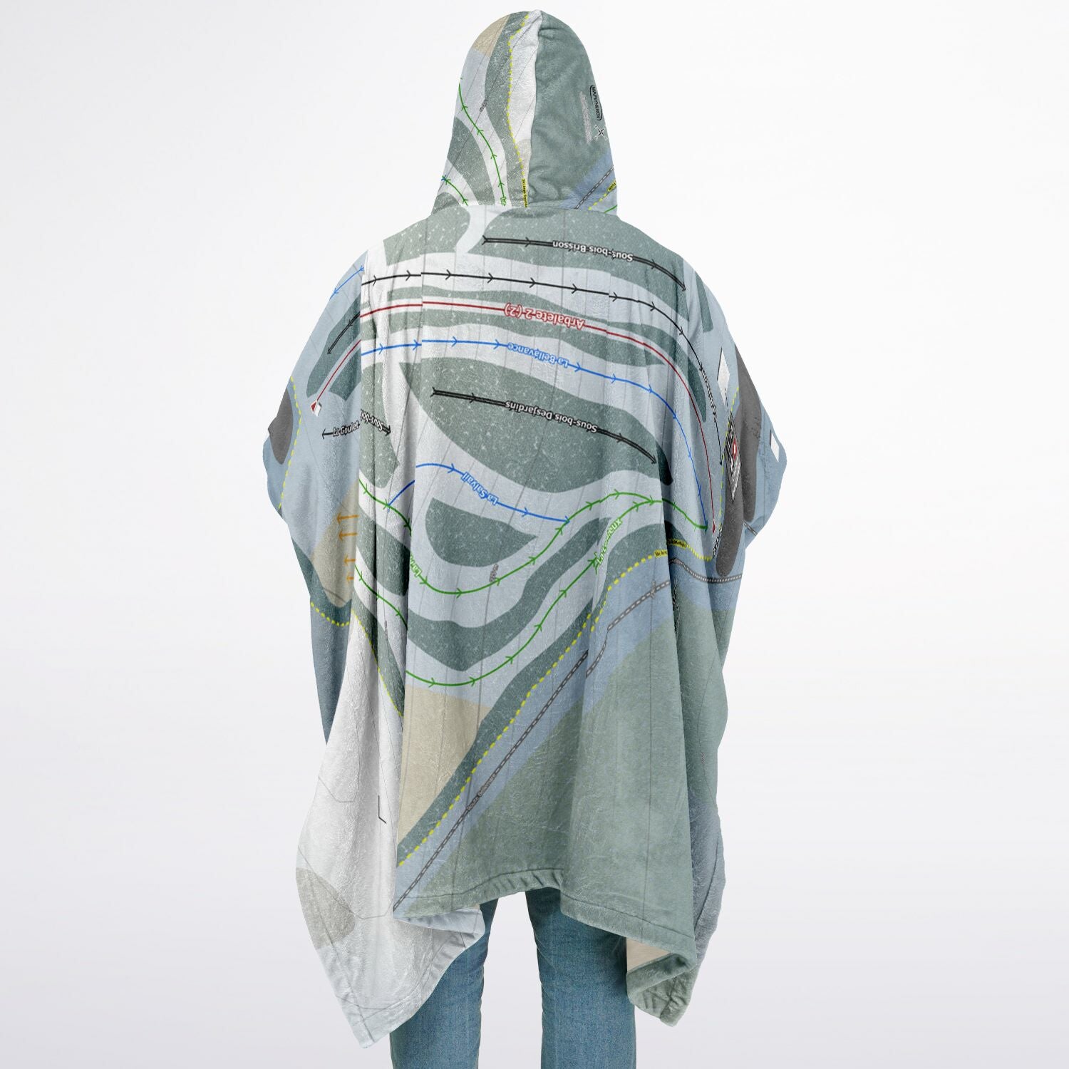 Mont Apic, Quebec Ski Resort Map Flannel Blanket Poncho