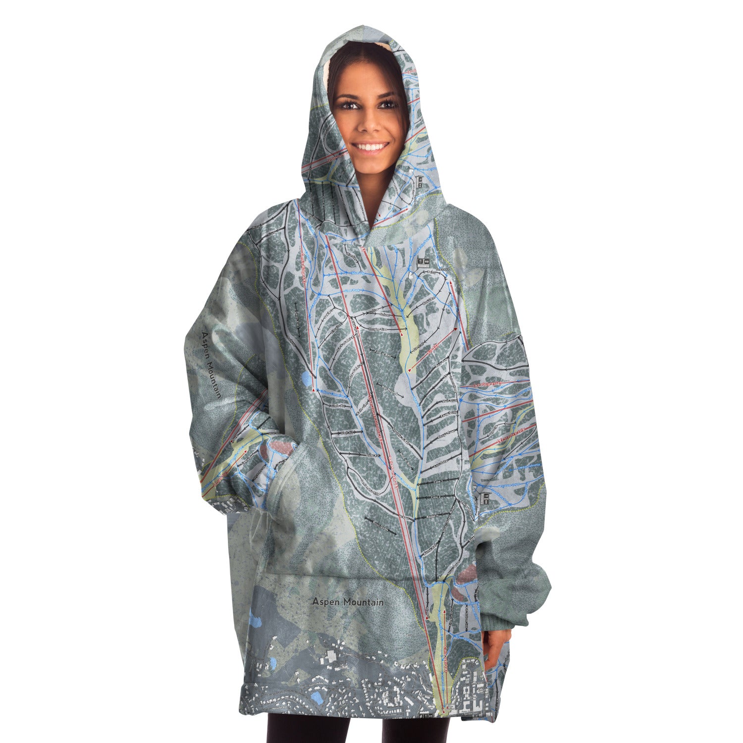 Aspen Mountain, Colorado Ski Trail Map - Snug Hoodie