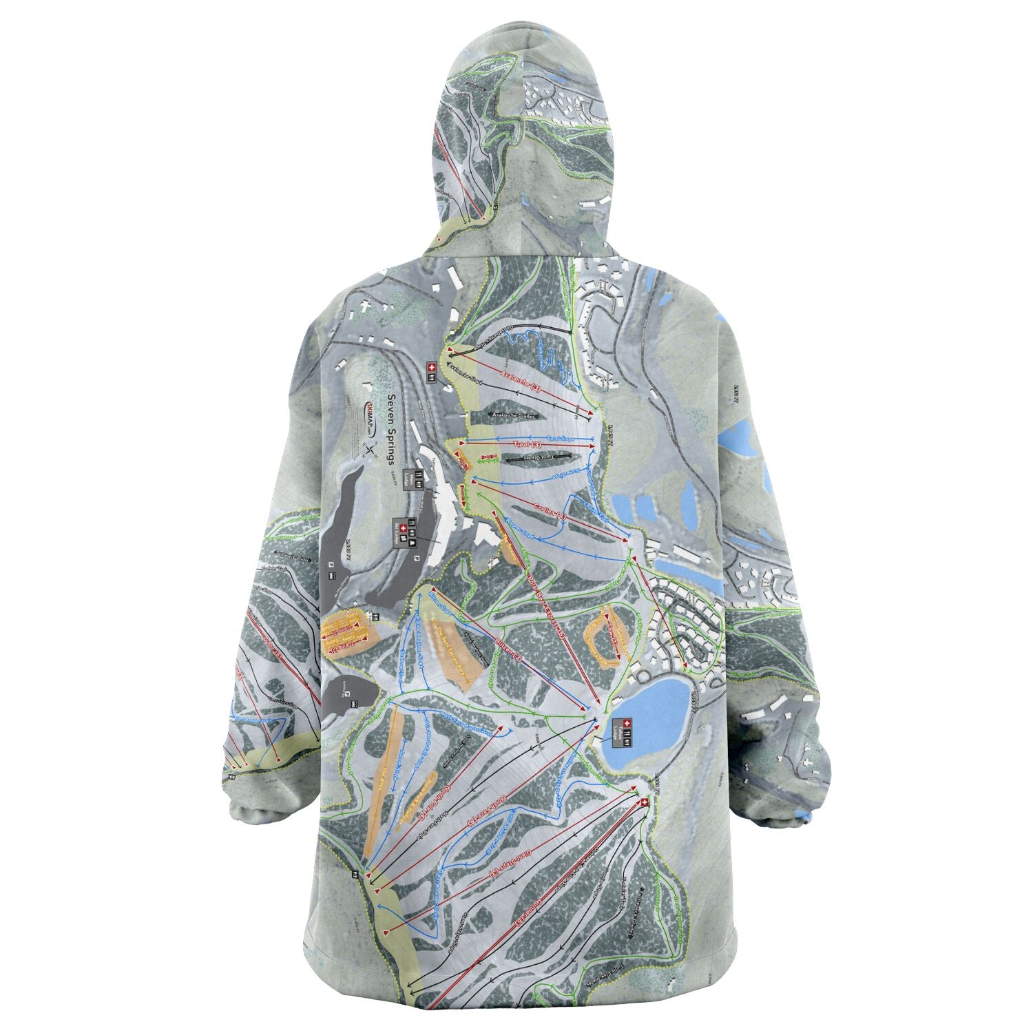 Seven Springs, Pennsylvania Ski Trail Map - Snug Hoodie