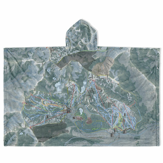 Cottonwoods, Utah Ski Resort Map Flannel Blanket Poncho