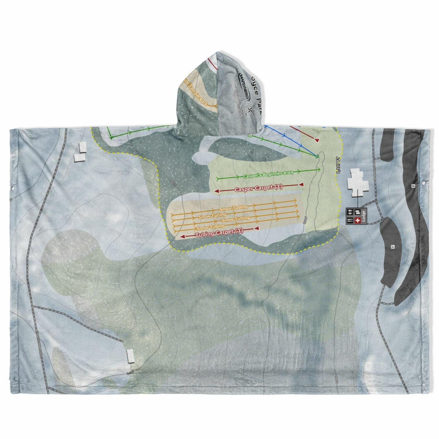 Boyce Park, Pennsylvania Ski Resort Map Flannel Blanket Poncho