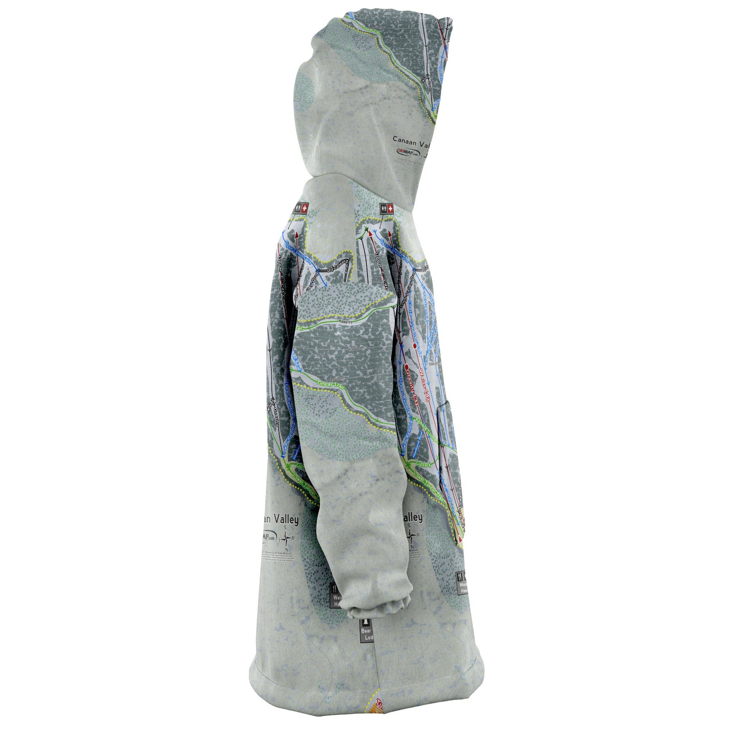 Canaan Valley, West Virginia Ski Trail Map - Snug Hoodie