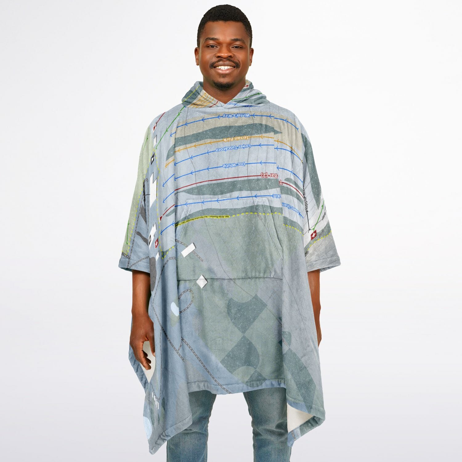 Tussey Mountain, Pennsylvania Ski Resort Map Flannel Blanket Poncho